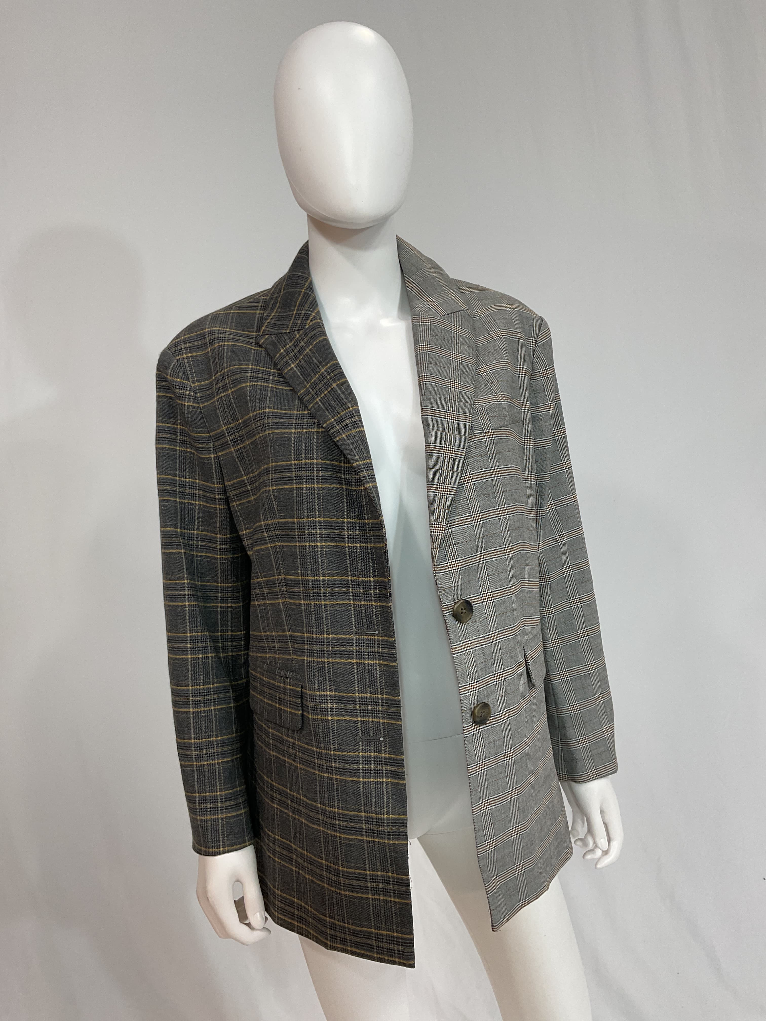 Oversized Contrast Plaid Blazer - Image 2