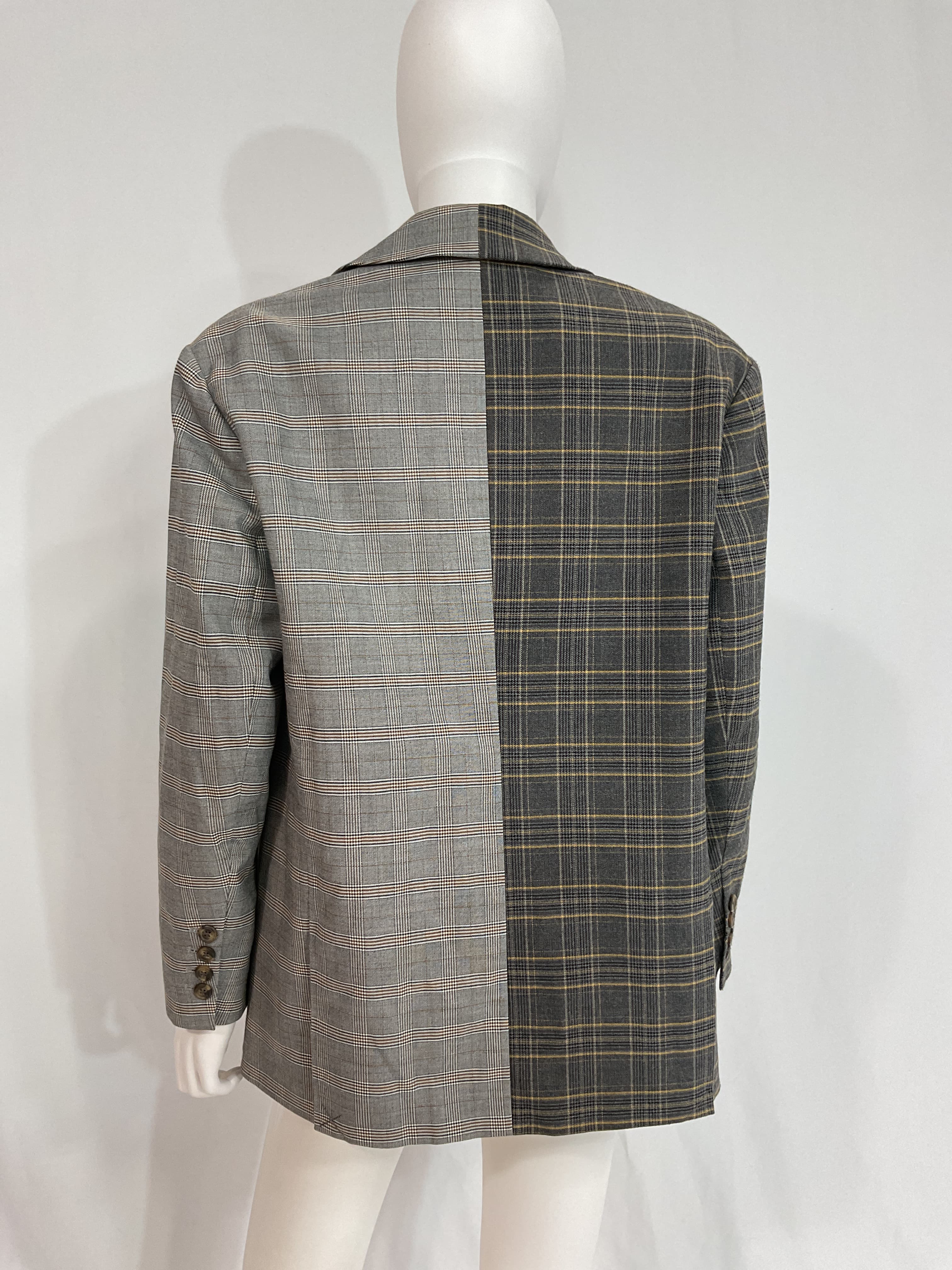 Oversized Contrast Plaid Blazer - Image 4