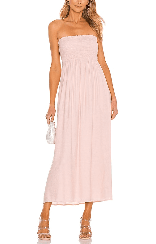 Fielle Midi Dress In Baby Pink - Image 1