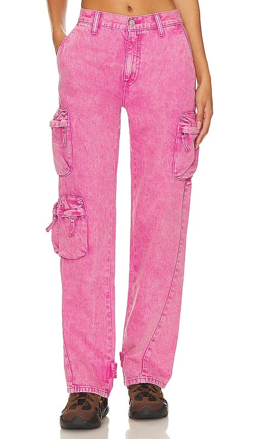 Bobbie Utility Mid Rise Straight Cargo In Pink Garnet Snow - Image 1