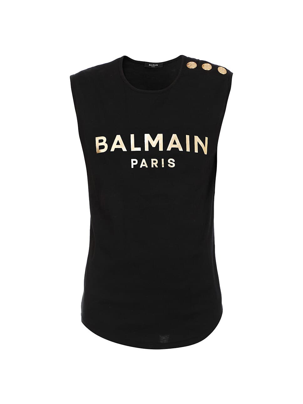 Button-Trimmed Sleeveless Logo T-Shirt - Image 1