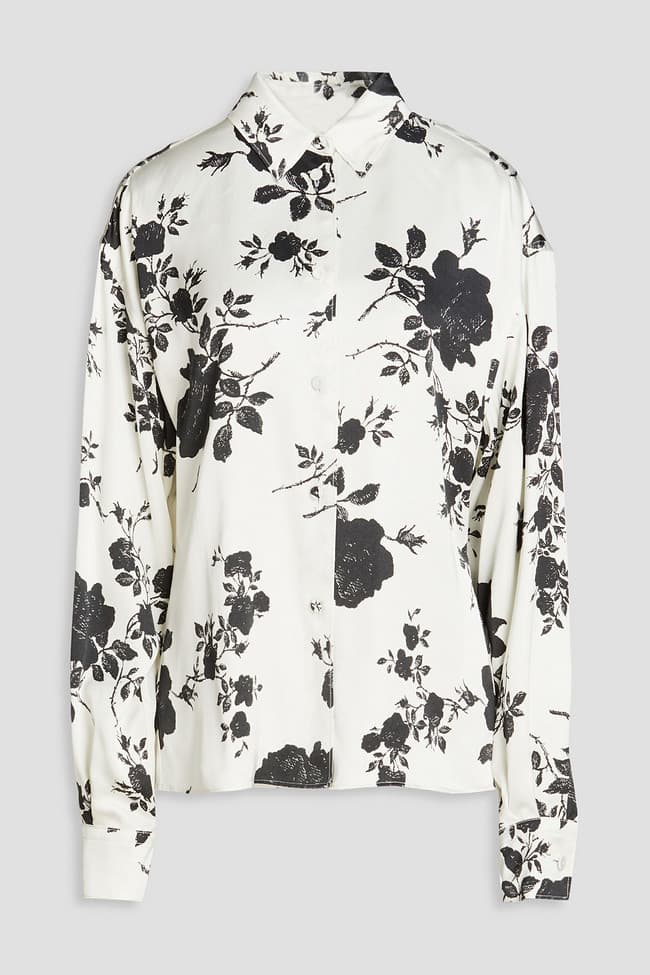Floral-Print Satin Shirt - Image 1