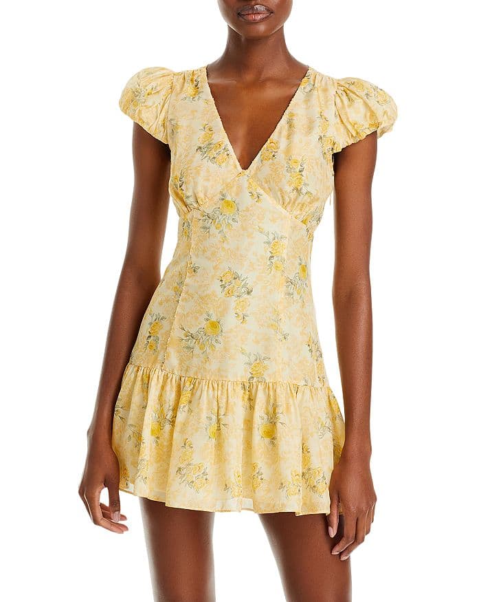 Russ Silk Floral Puff Sleeve Dress - Image 1