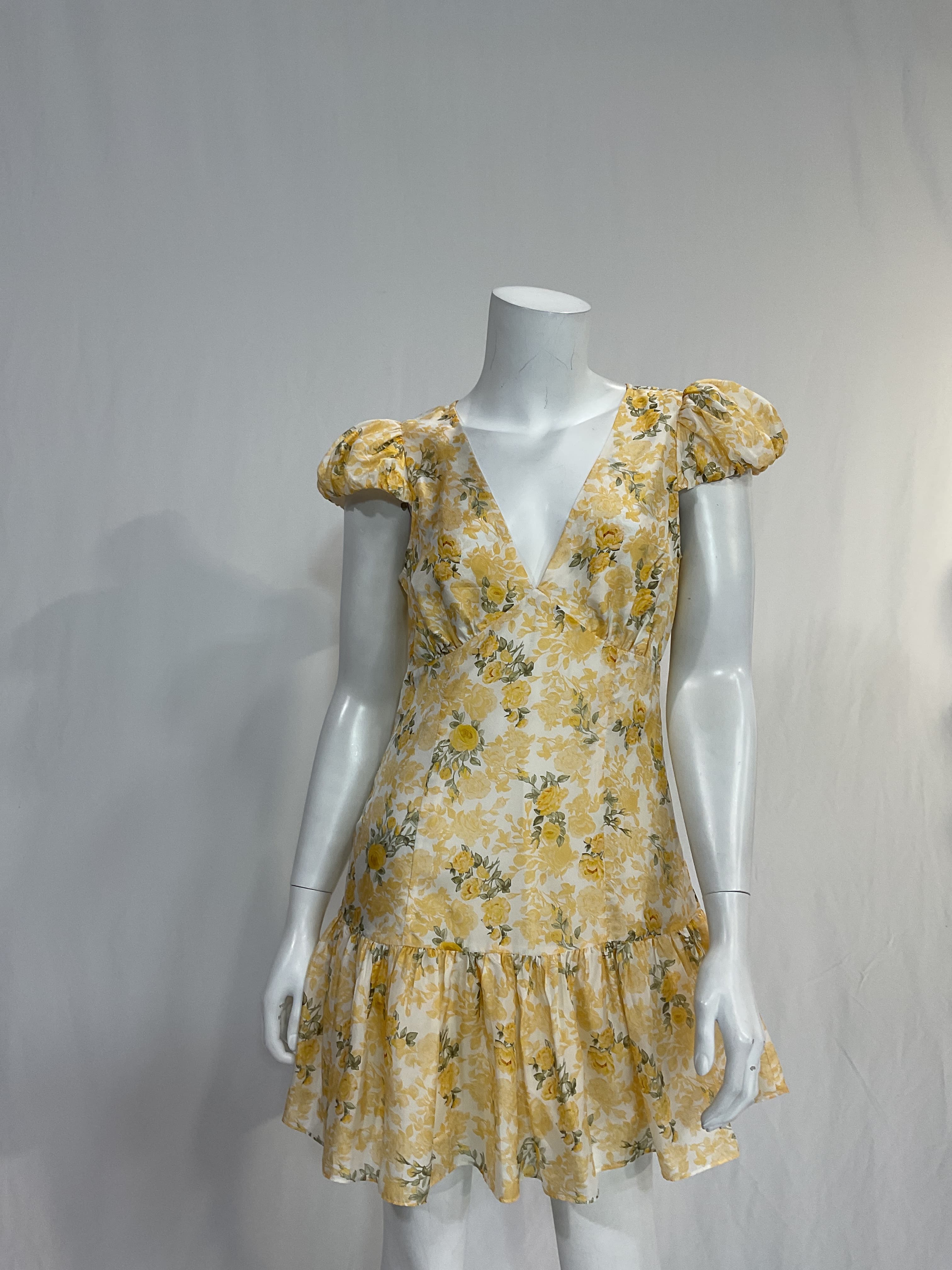 Russ Silk Floral Puff Sleeve Dress - Image 3