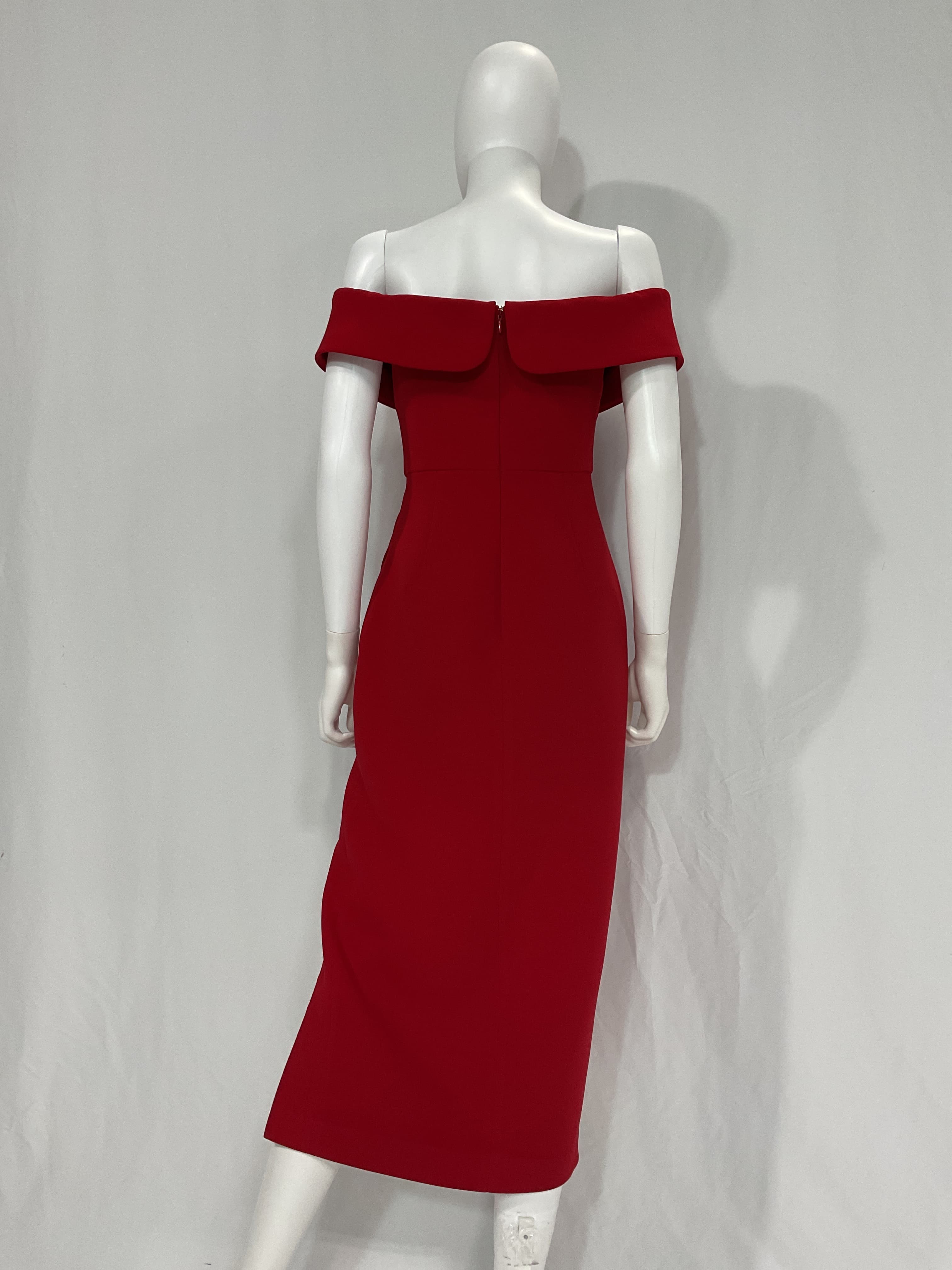 Bow Midi Dress In Red - Image 4