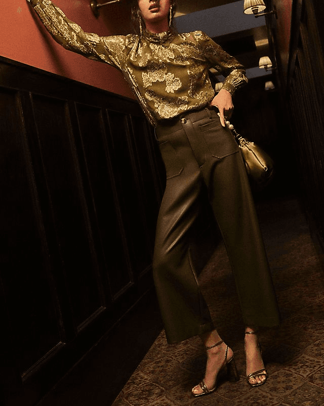 The Colette Cropped Wide-Leg Faux Leather Pants - Image 1