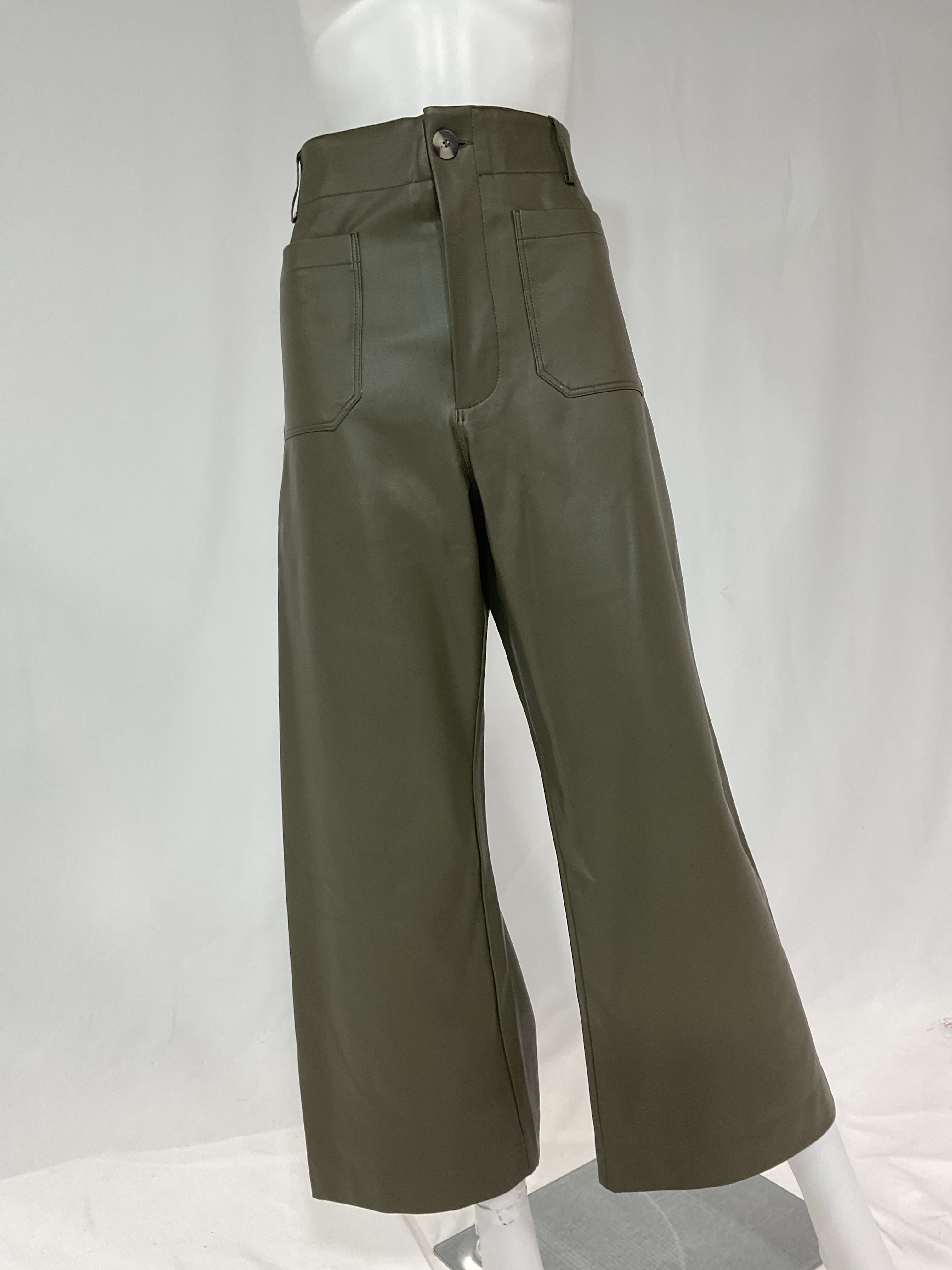 The Colette Cropped Wide-Leg Faux Leather Pants - Image 3