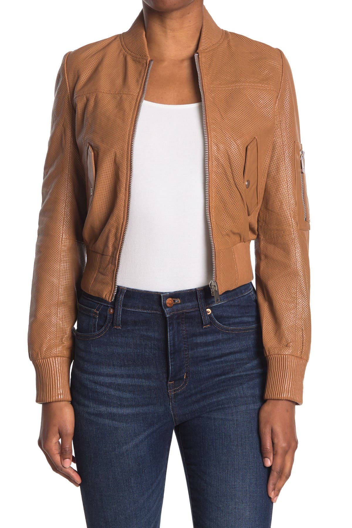 Hailey Leather Bomber Jacket - Image 1