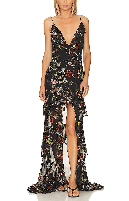 Always Overdressed Gown In Black Floral - Image 1