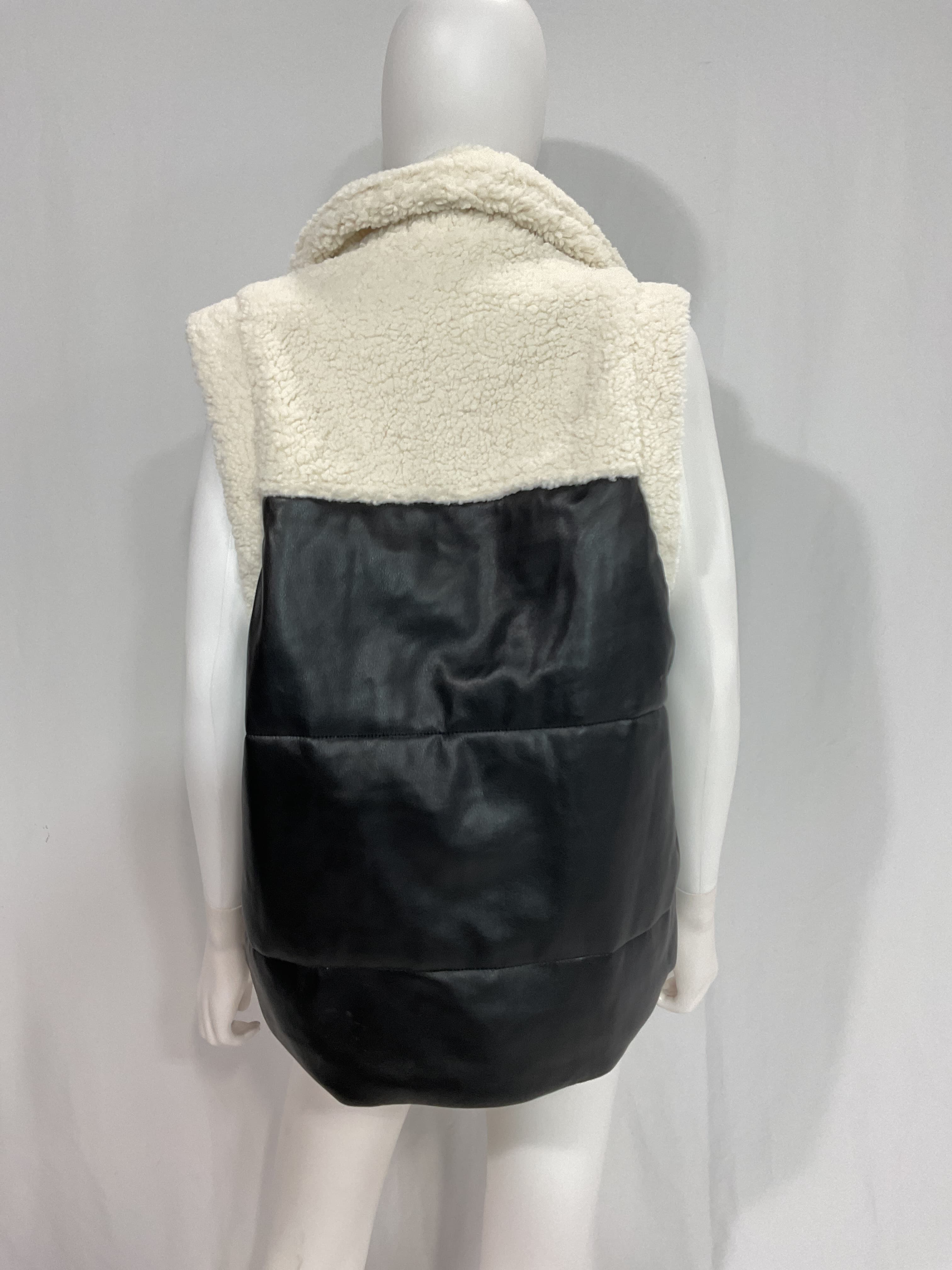 Faux Leather & Faux Shearling Vest - Image 2