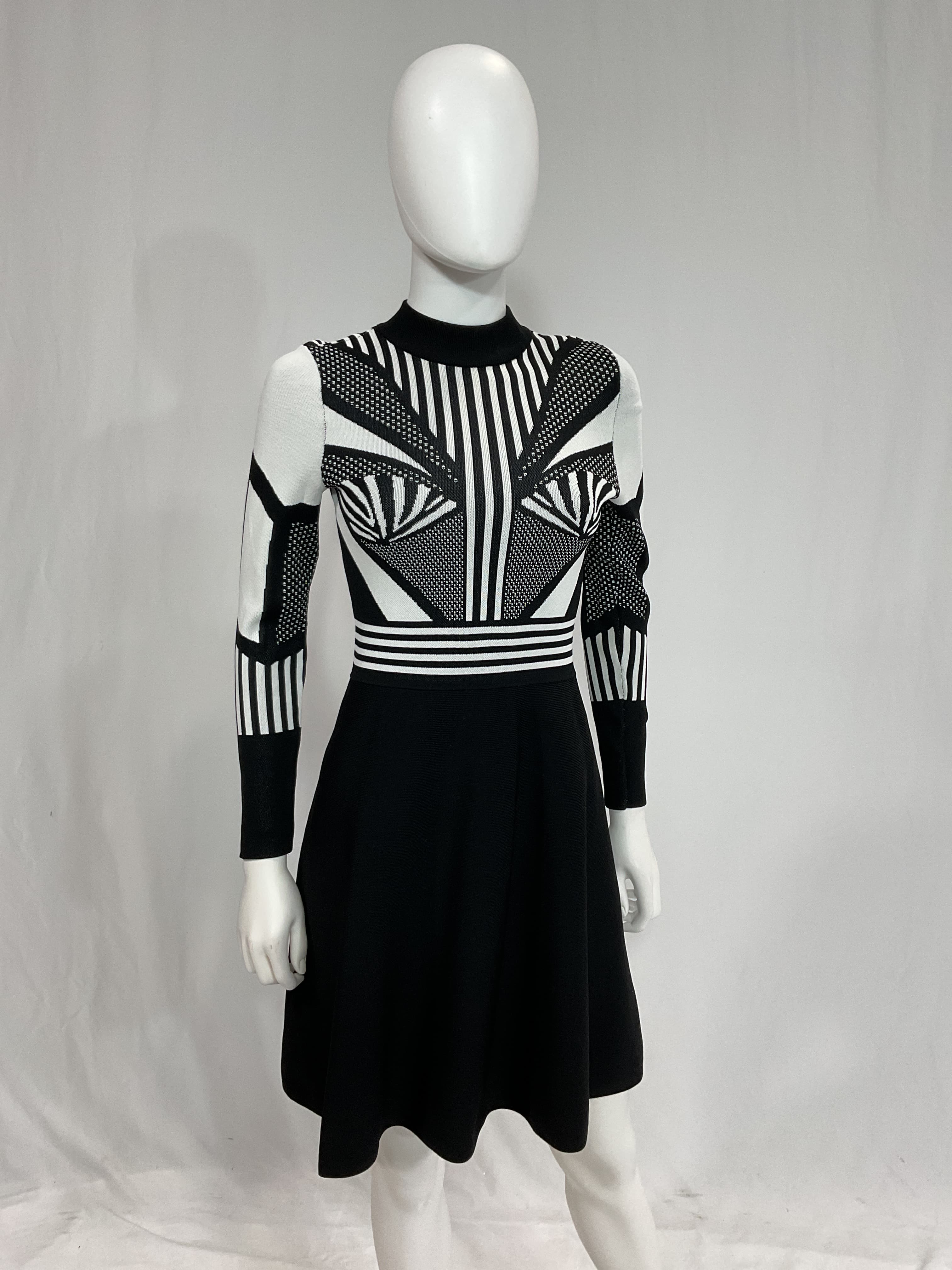 Mono Sporty Jacquard Knit Mini Skater Dress - Image 2