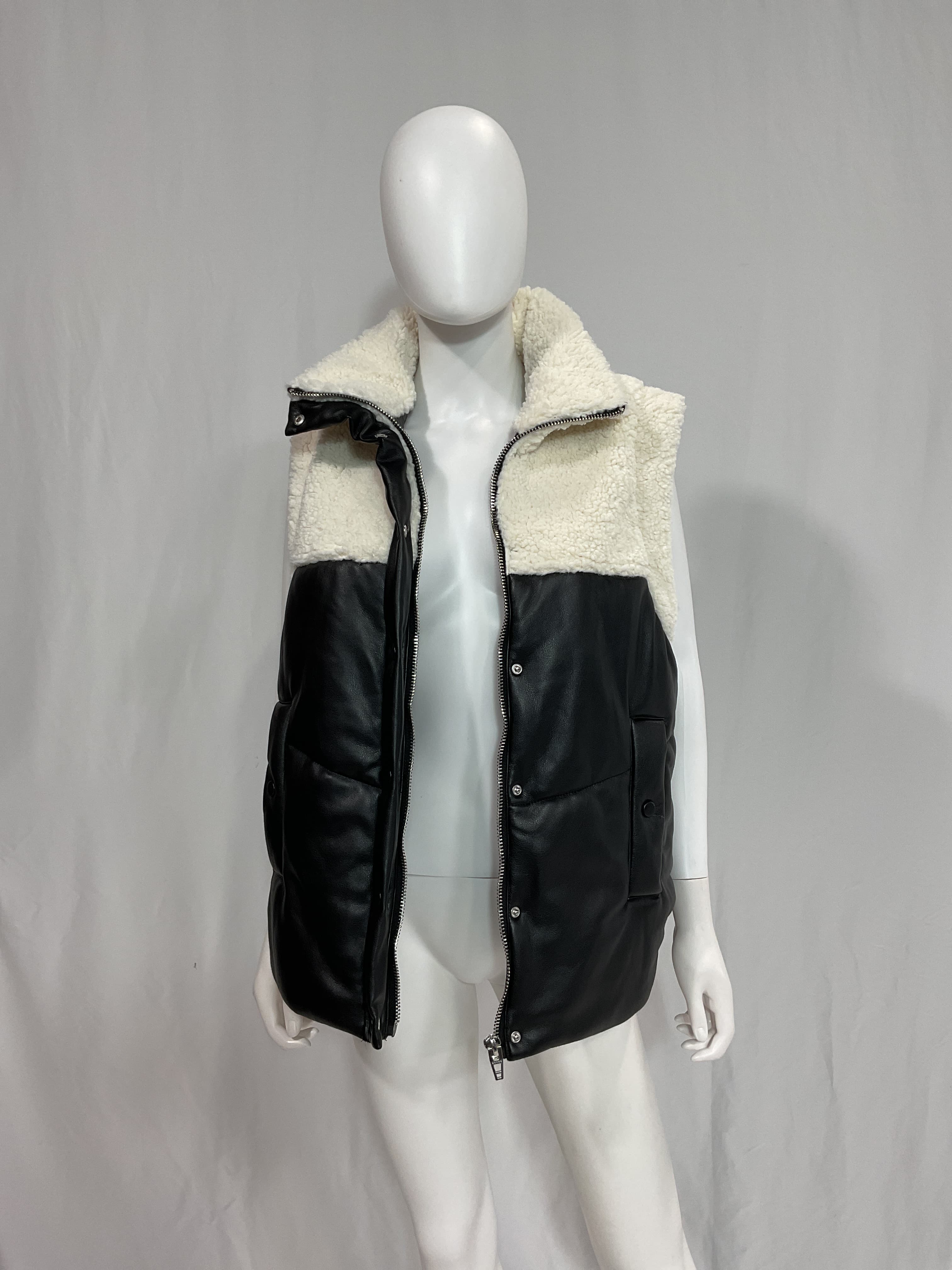 Faux Leather & Faux Shearling Vest - Image 4