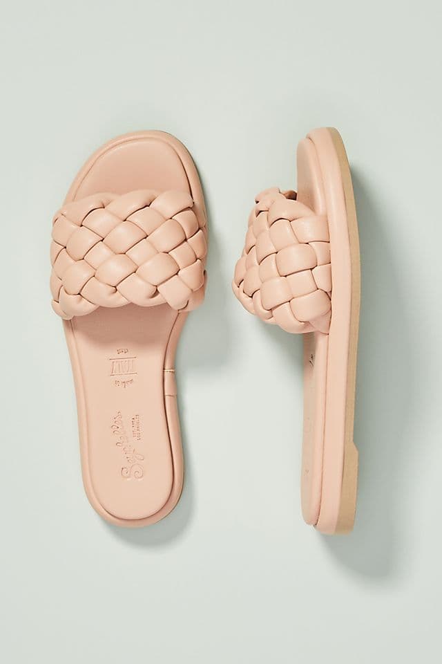 Puffy Woven Slide Sandals - Image 1