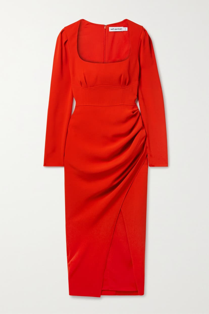Gathered Crepe Midi Dress - Image 1