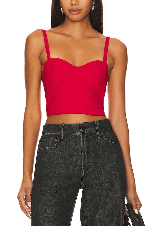 Adara Spaghetti Strap Bustier In Perfect Ruby - Image 1