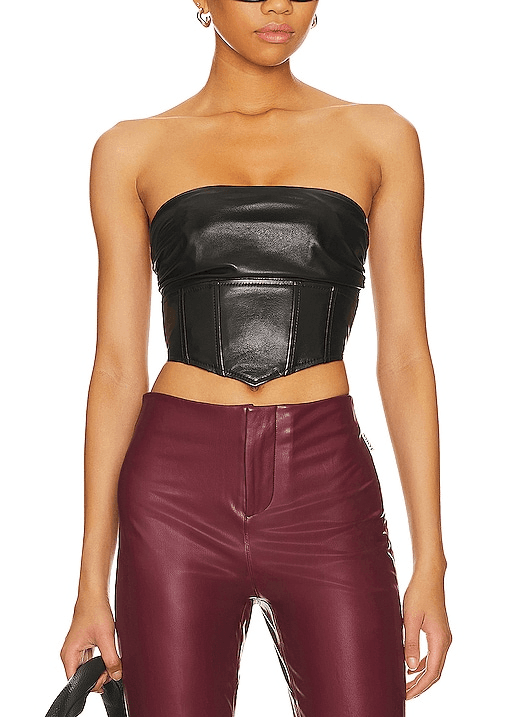 Charlotte Leather Top In Black - Image 1