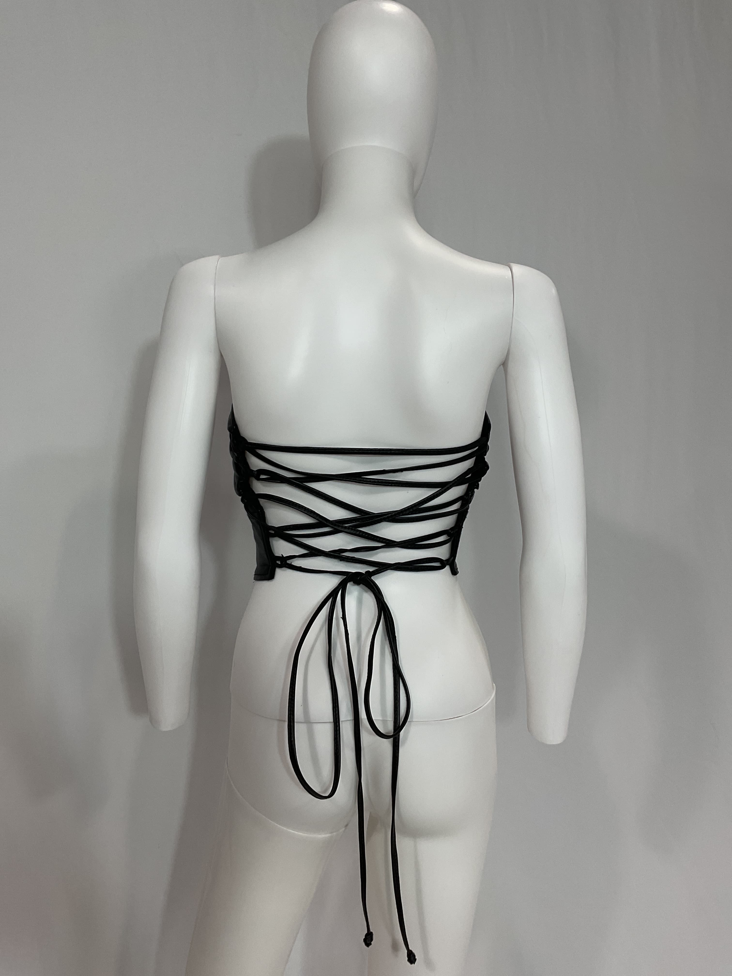 Charlotte Leather Top In Black - Image 2