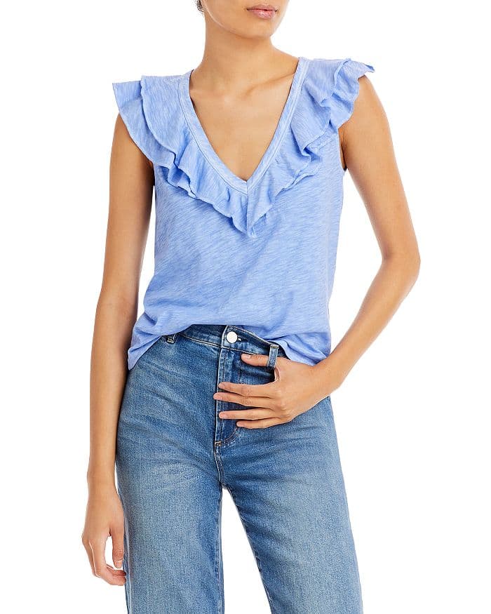 Ellerie Ruffled V Neck Top - Image 1