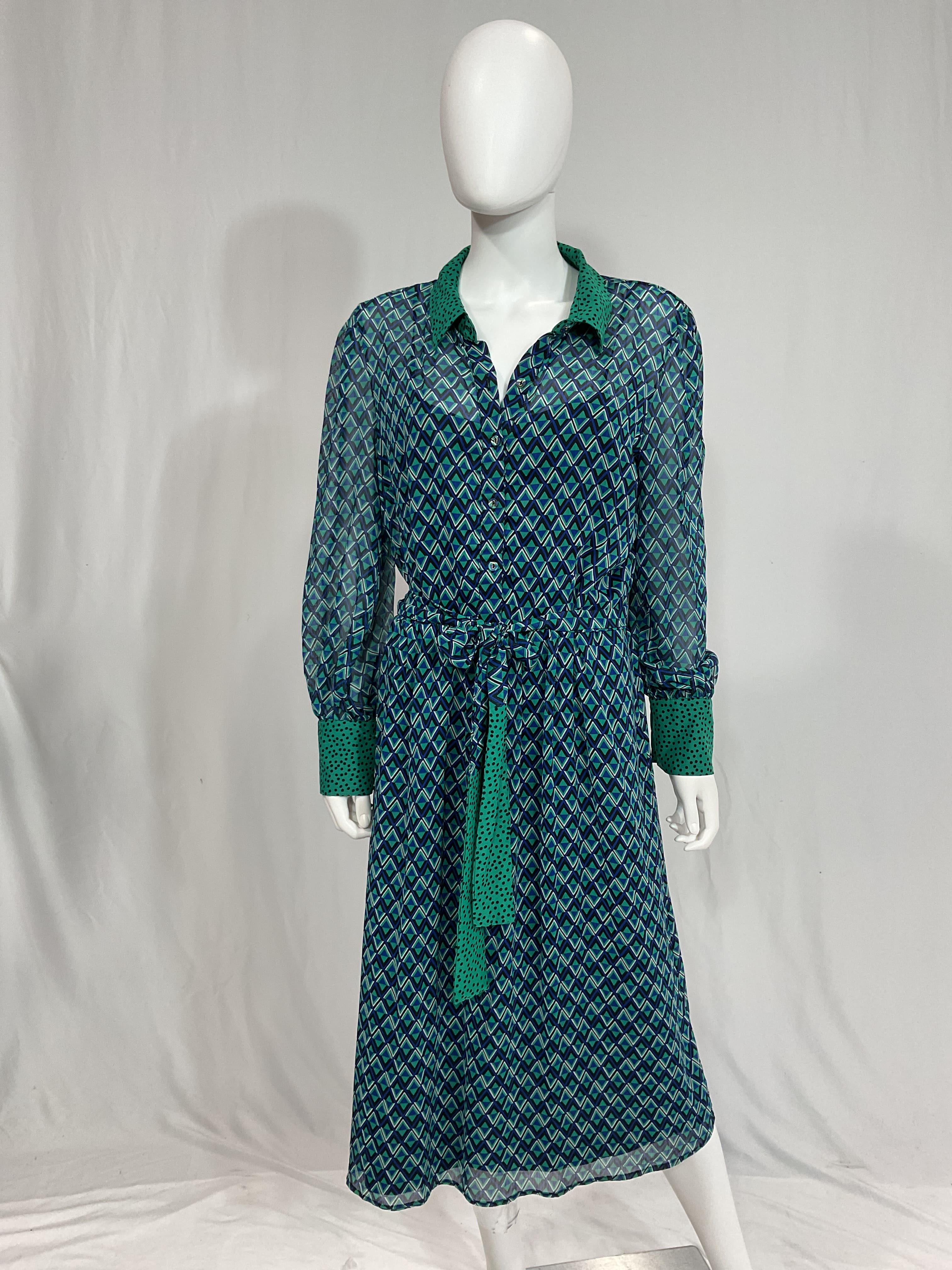 Twin Print Long Sleeve Midi Shirtdress - Image 3