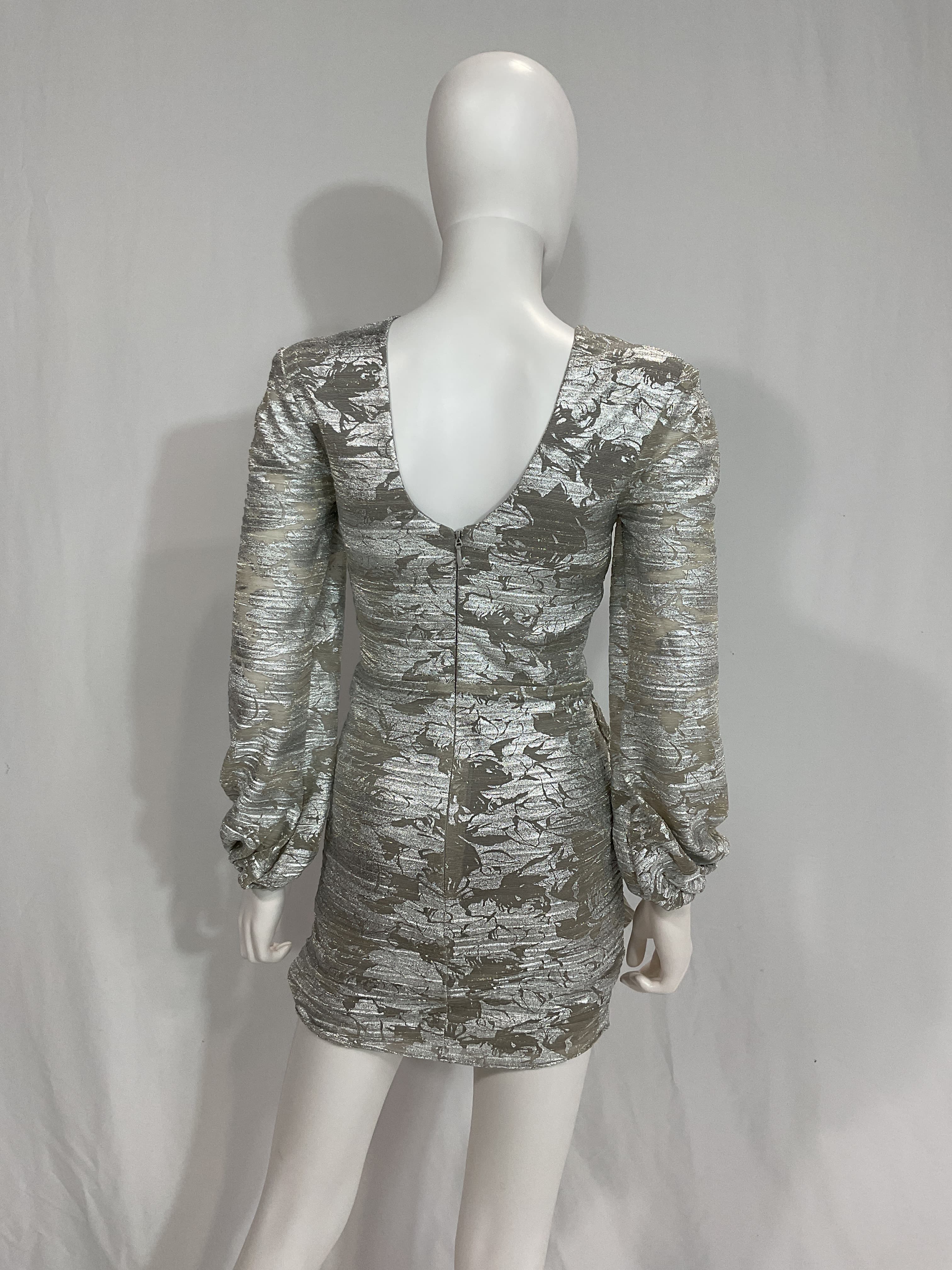 Kat Metallic Floral Long Sleeve Cocktail Minidress - Image 2