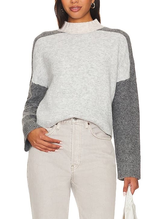 Bobbie Colorblock Turtleneck In Heather Grey - Image 1