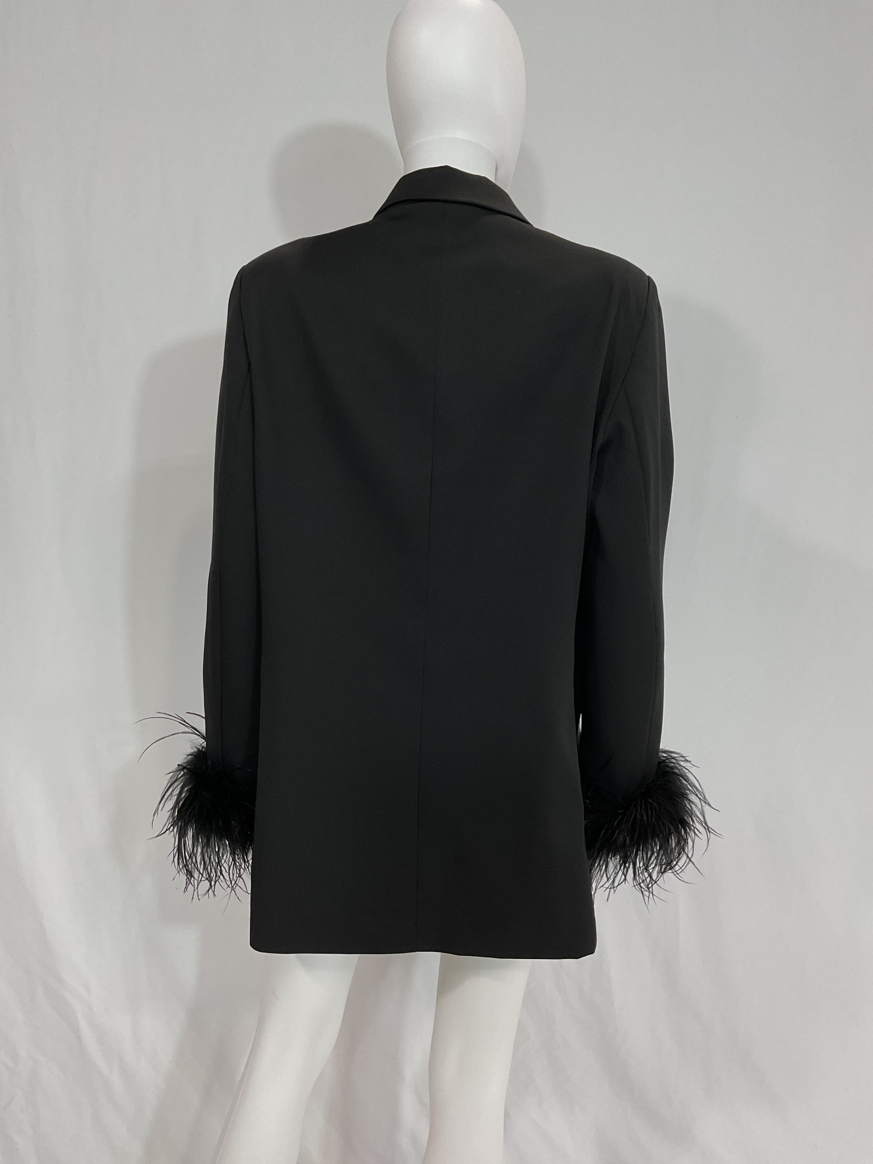 Chloe Feather Trim Blazer Dress In Black - Image 4