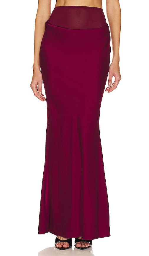 Eleni Maxi Skirt In Oxblood Red - Image 1