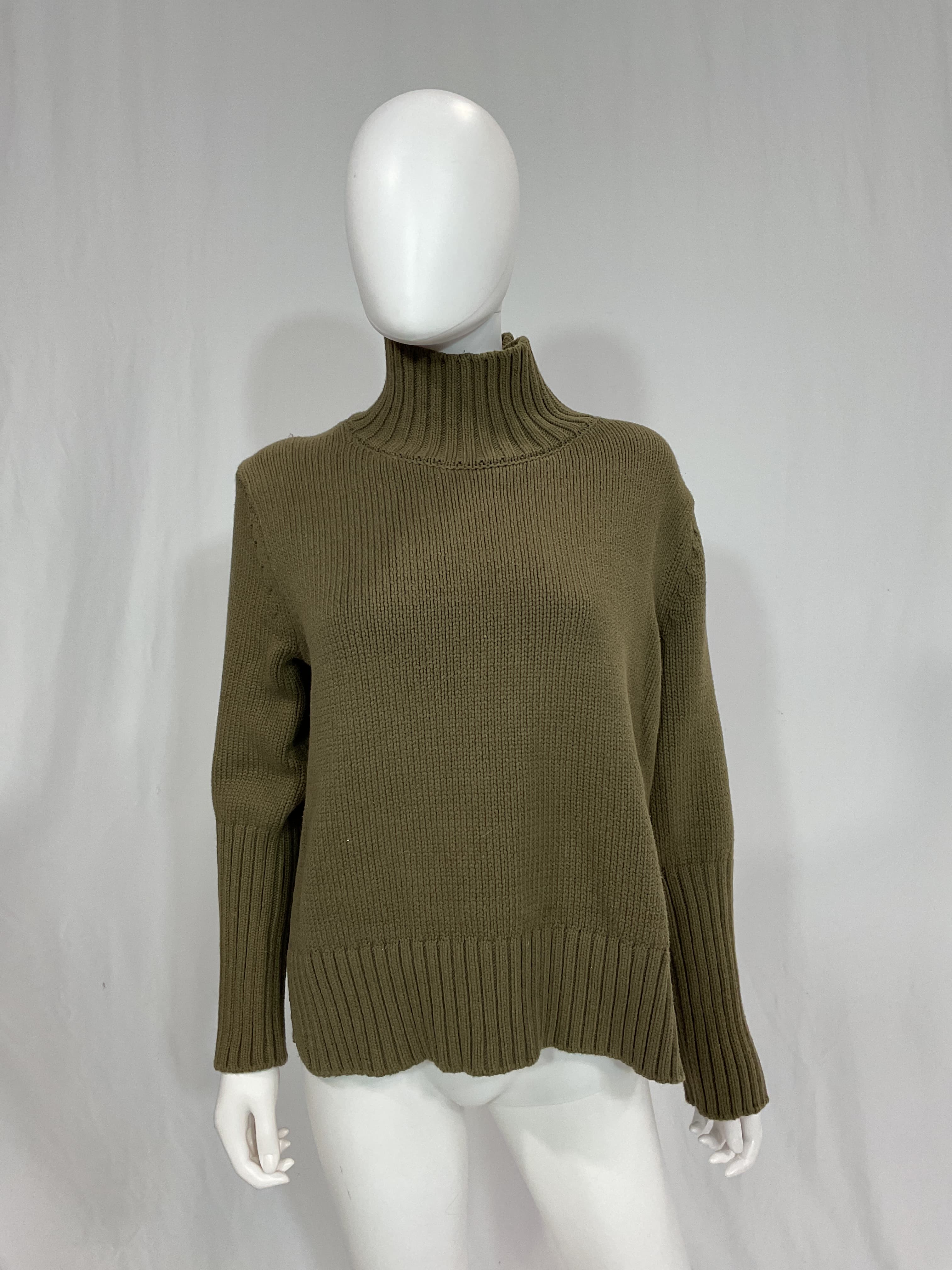 High Rib Turtleneck In Deep Olive - Image 2
