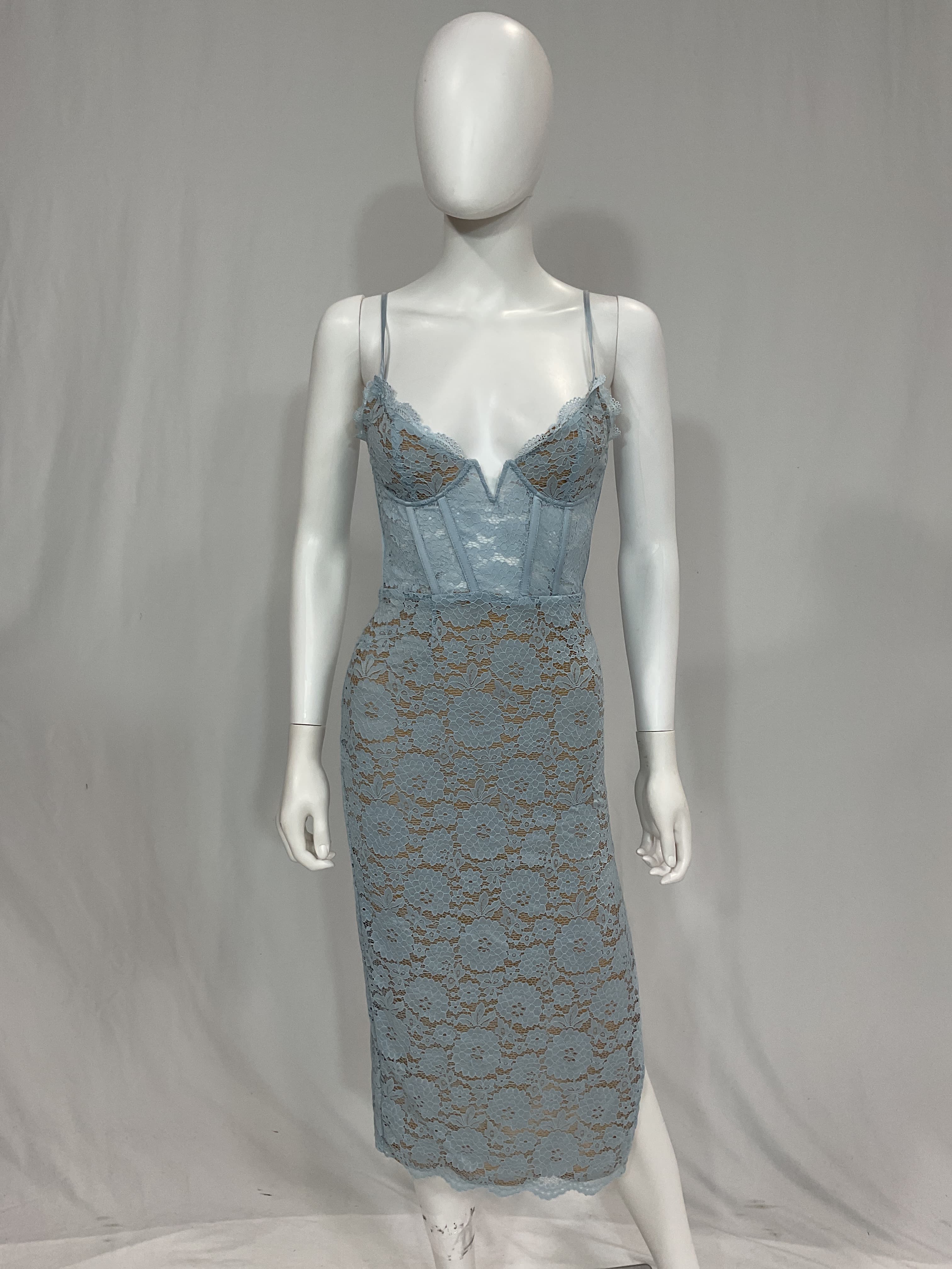 Lace Pattern Midi Length Dress - Image 4