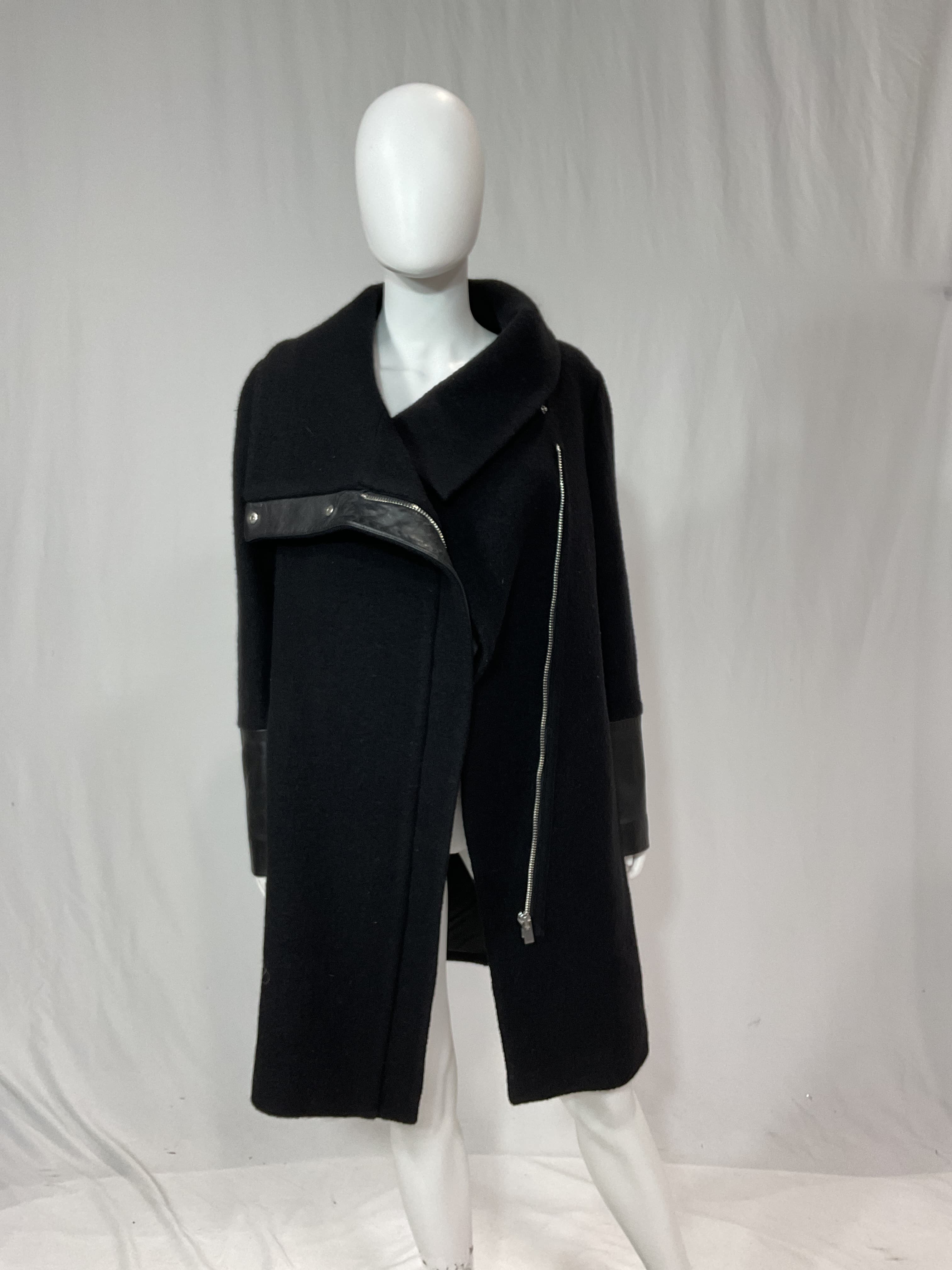 Halli Wool & Leather Moto Coat - Image 4
