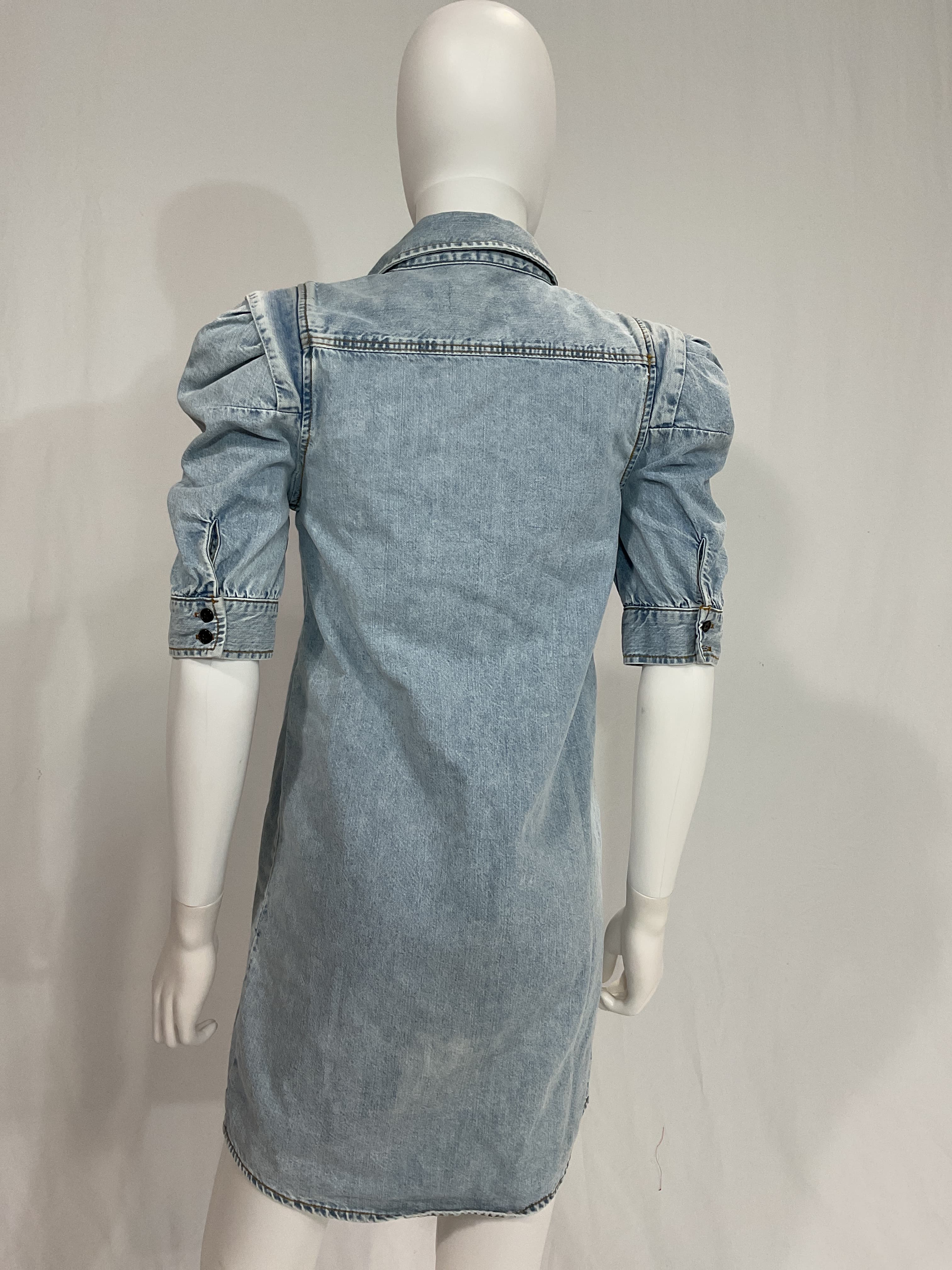 Rosette Sleeve Denim Minidress - Image 4