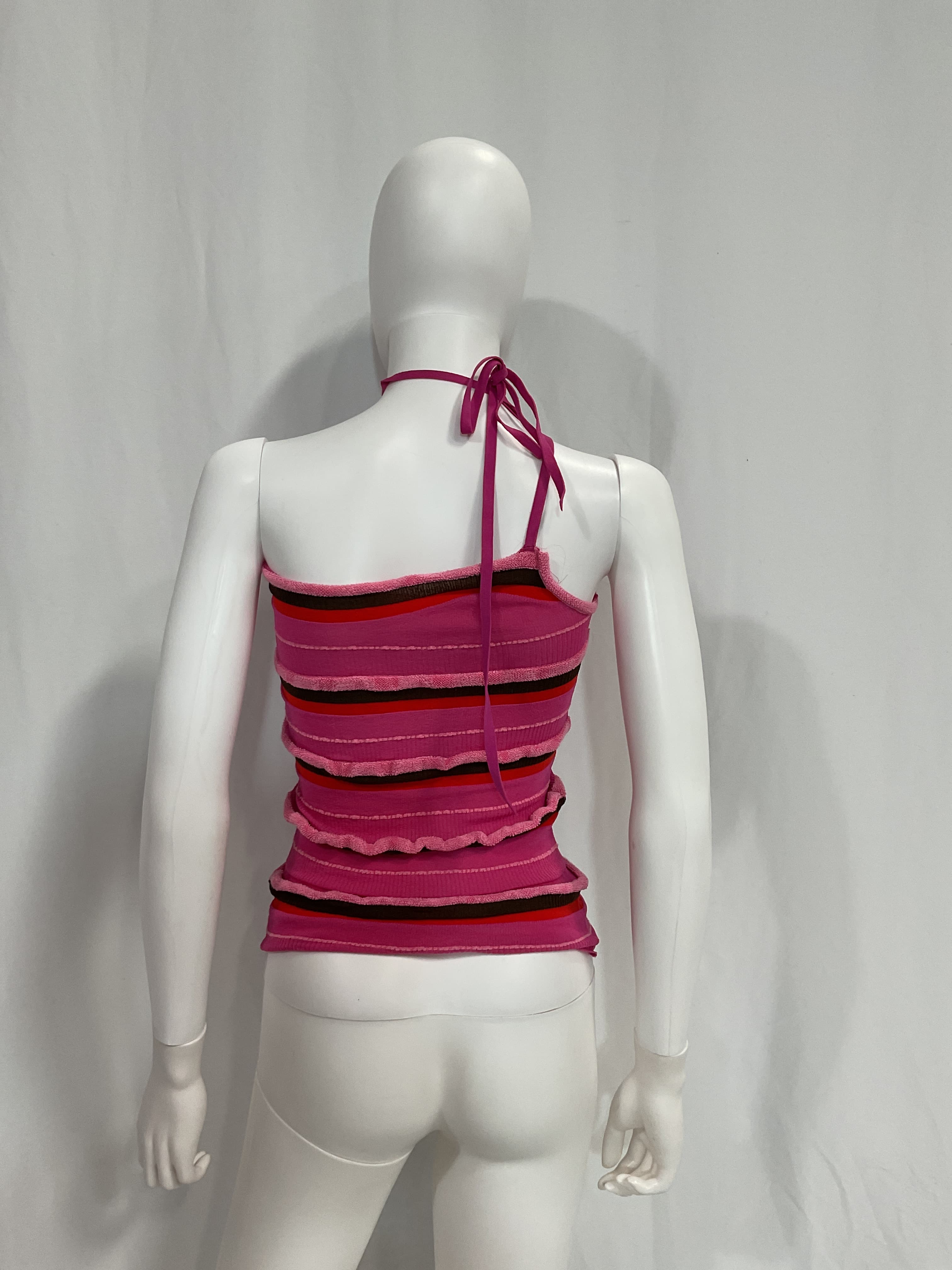Concha Embellished One-Shoulder Ruched Striped Seersucker Top - Image 2