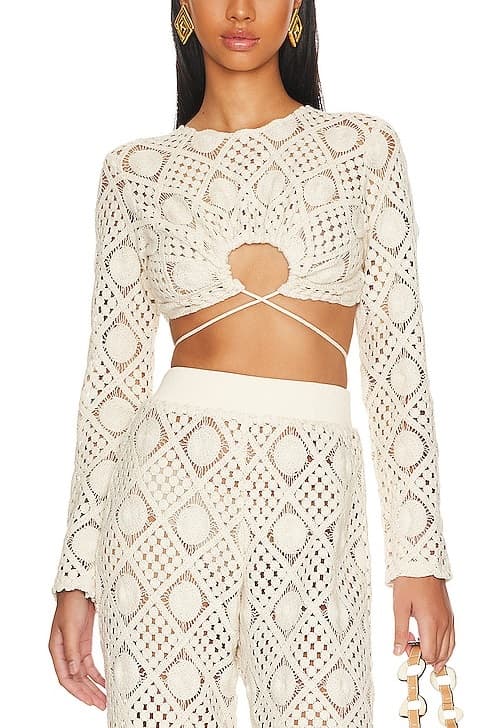 Hira Crochet Top In Chalk - Image 1