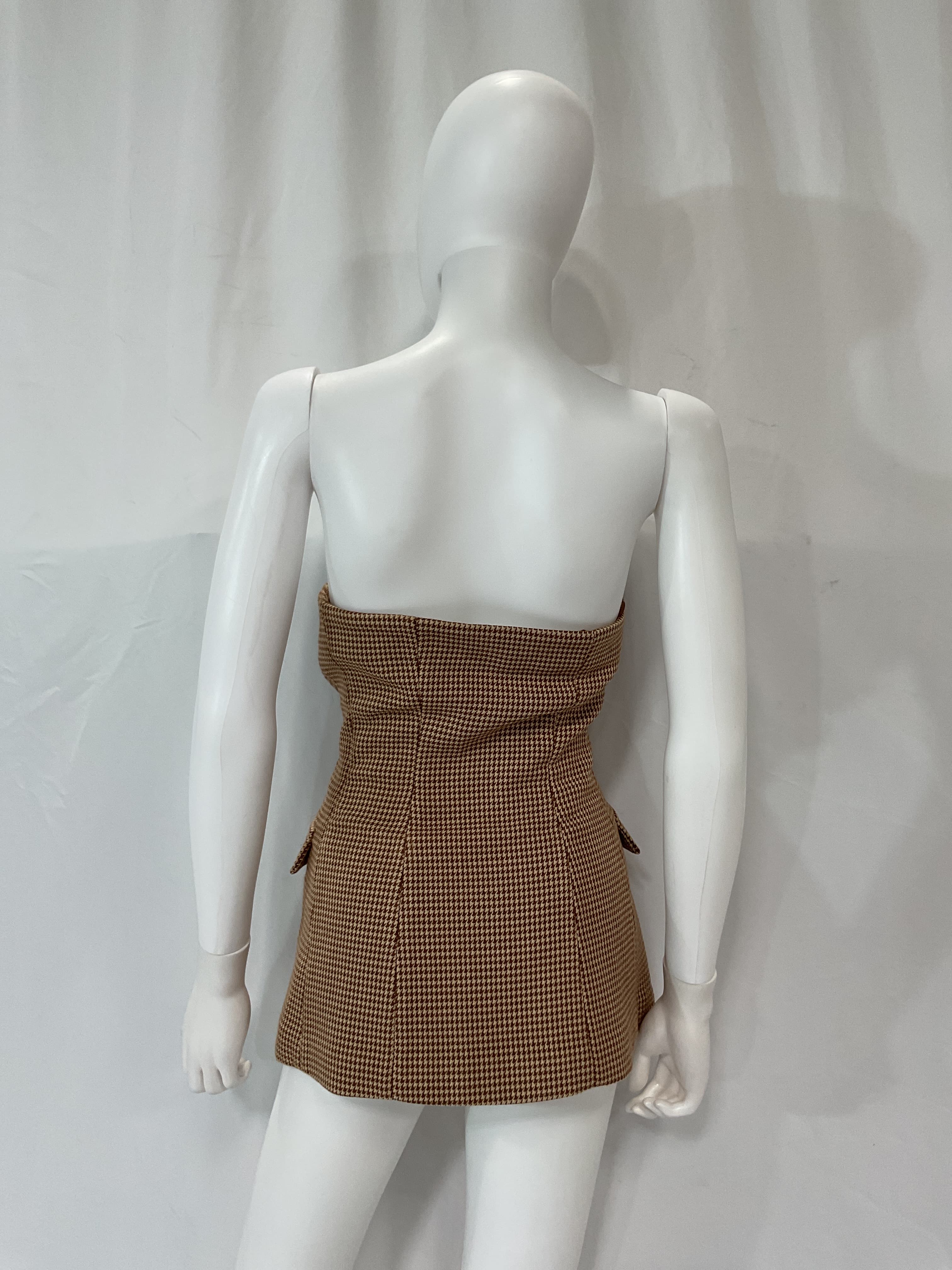 Phoebe Bustier In Toffee Houndstooth - Image 3