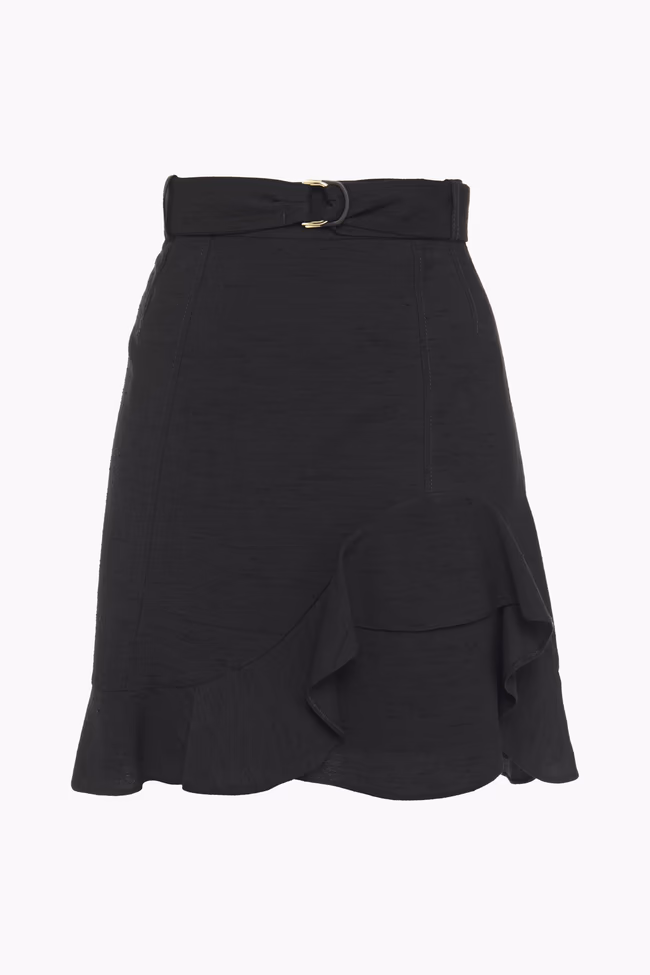 Amy Belted Ruffled Slub Woven Mini Skirt - Image 1