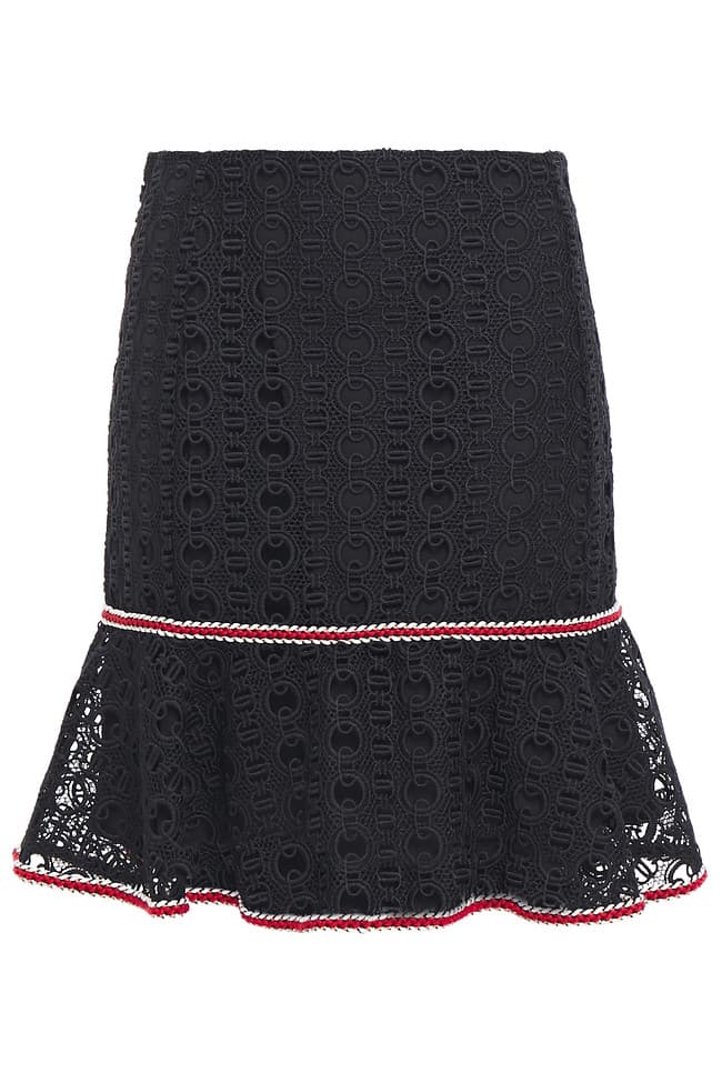 Richard Fluted Macram Lace Mini Skirt - Image 1