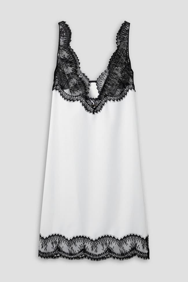 Easy Lace-Trimmed Twill Midi Dress - Image 1