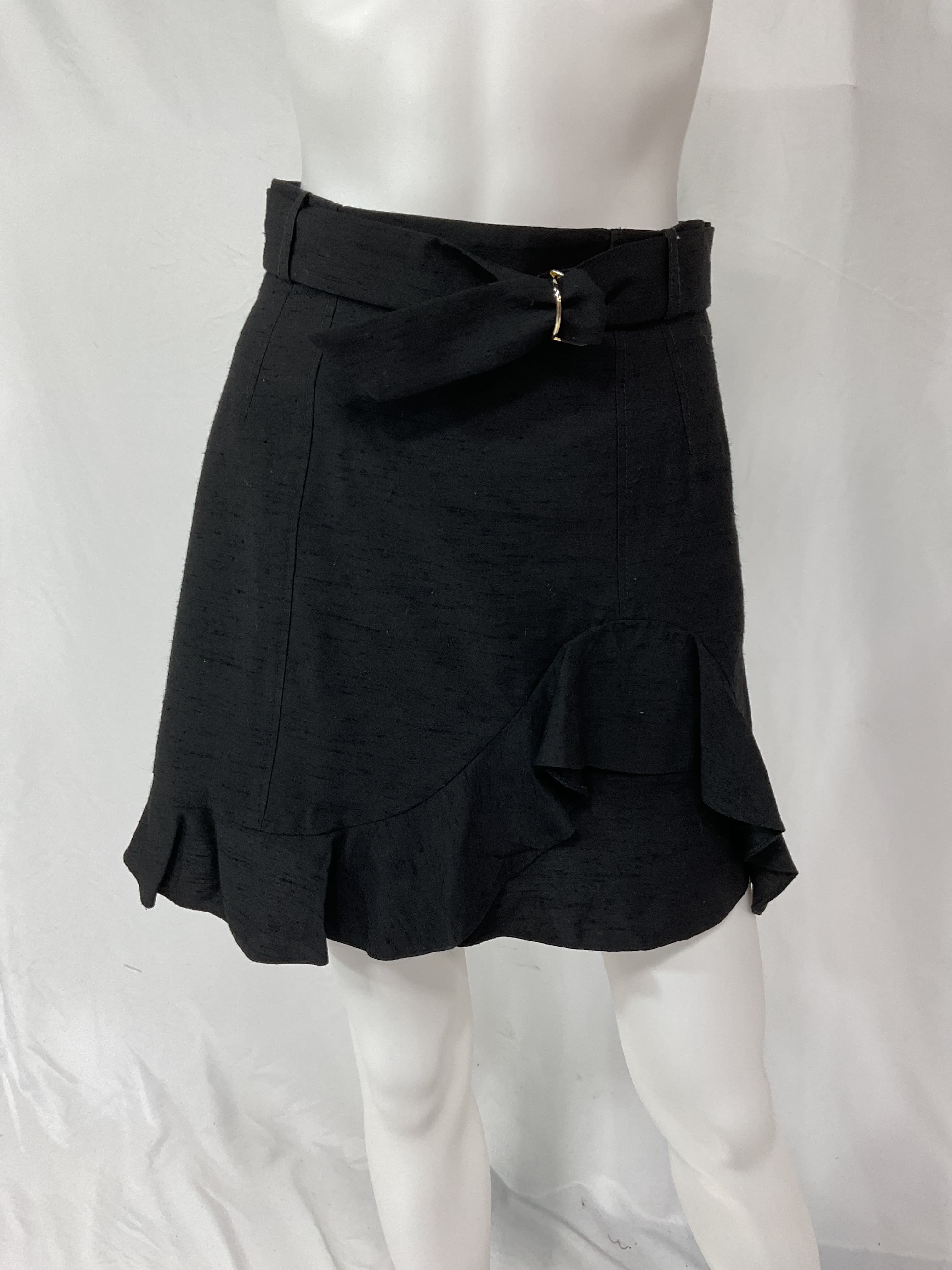 Amy Belted Ruffled Slub Woven Mini Skirt - Image 2