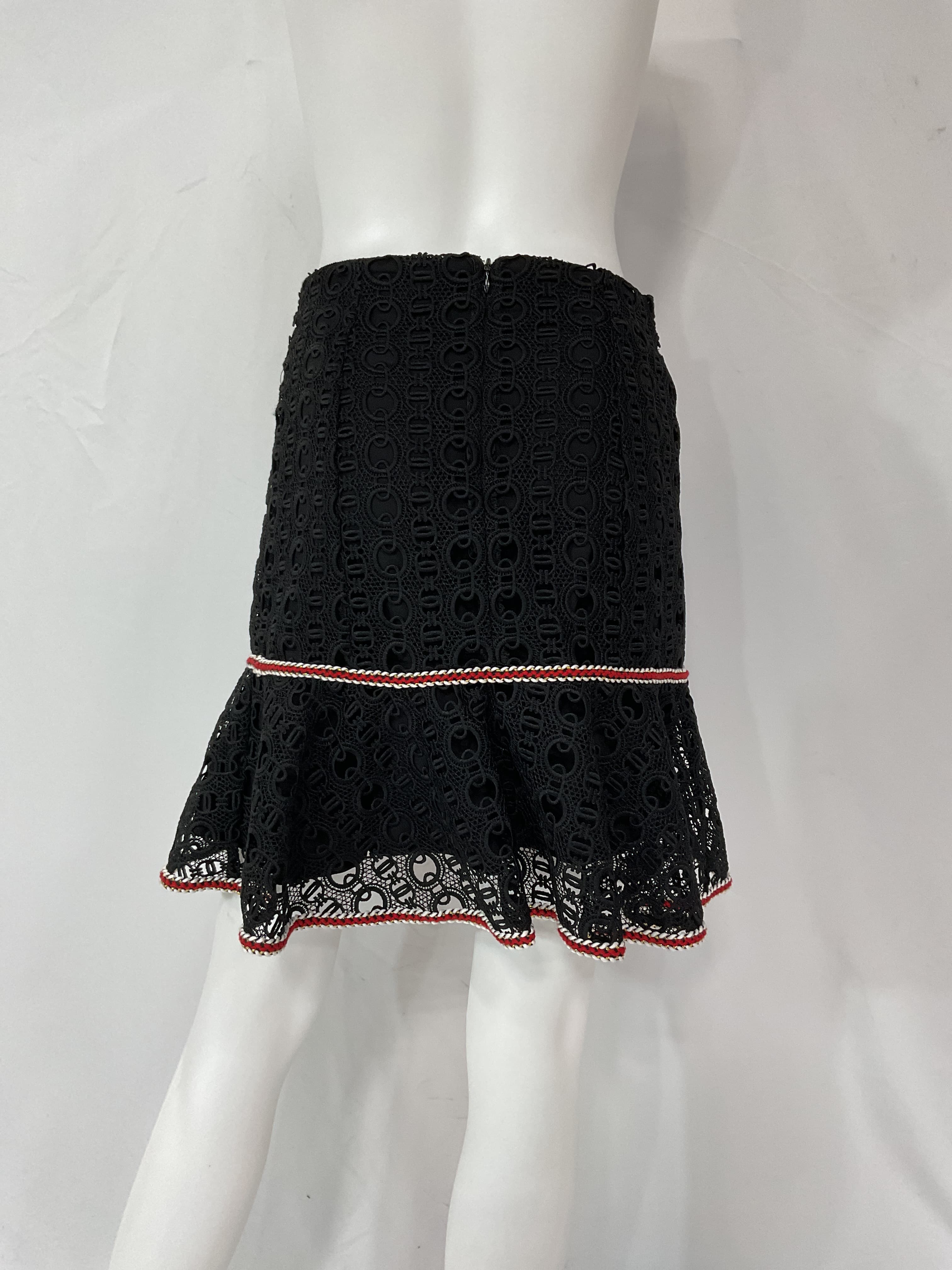 Richard Fluted Macram Lace Mini Skirt - Image 3