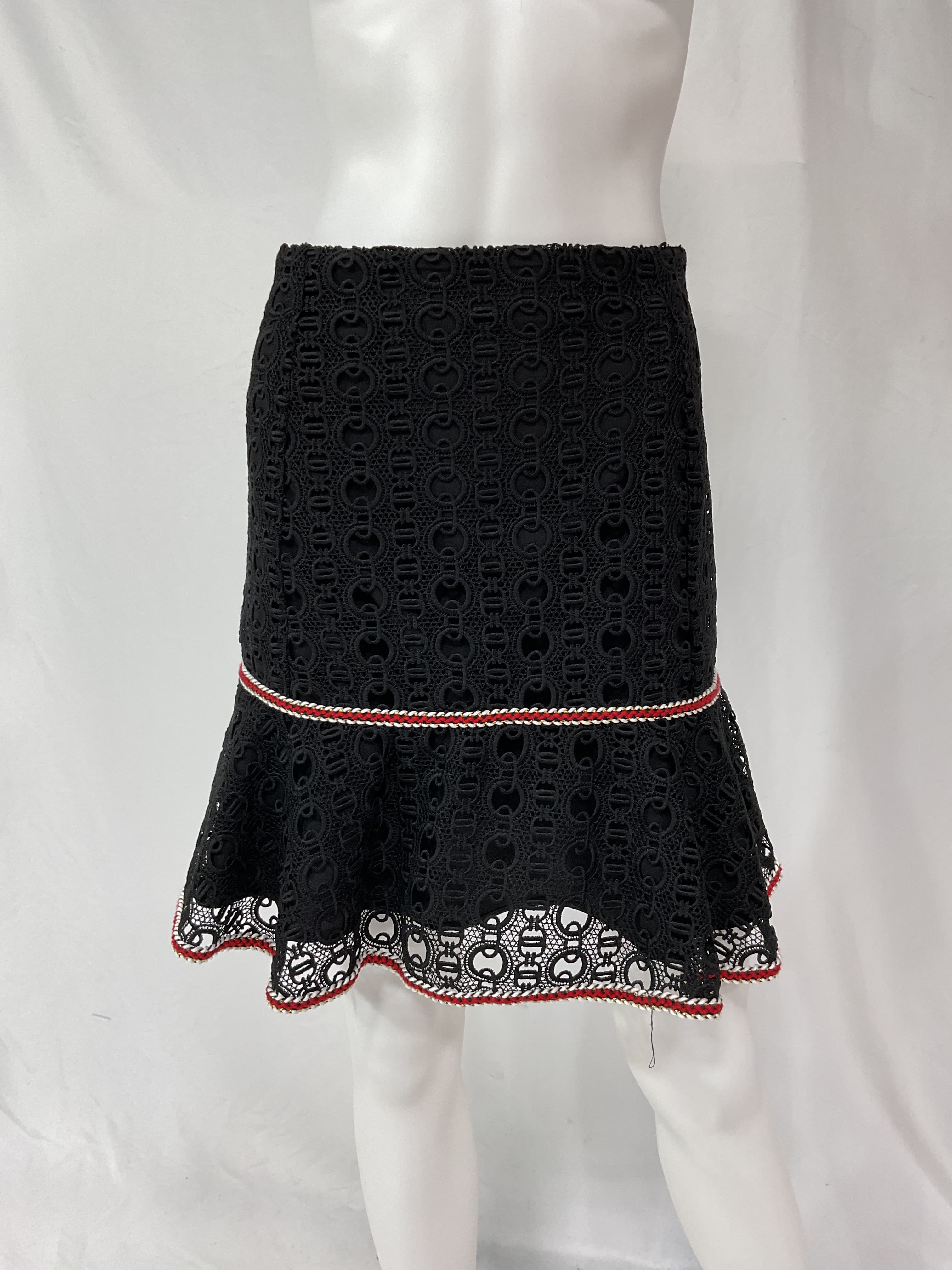 Richard Fluted Macram Lace Mini Skirt - Image 4