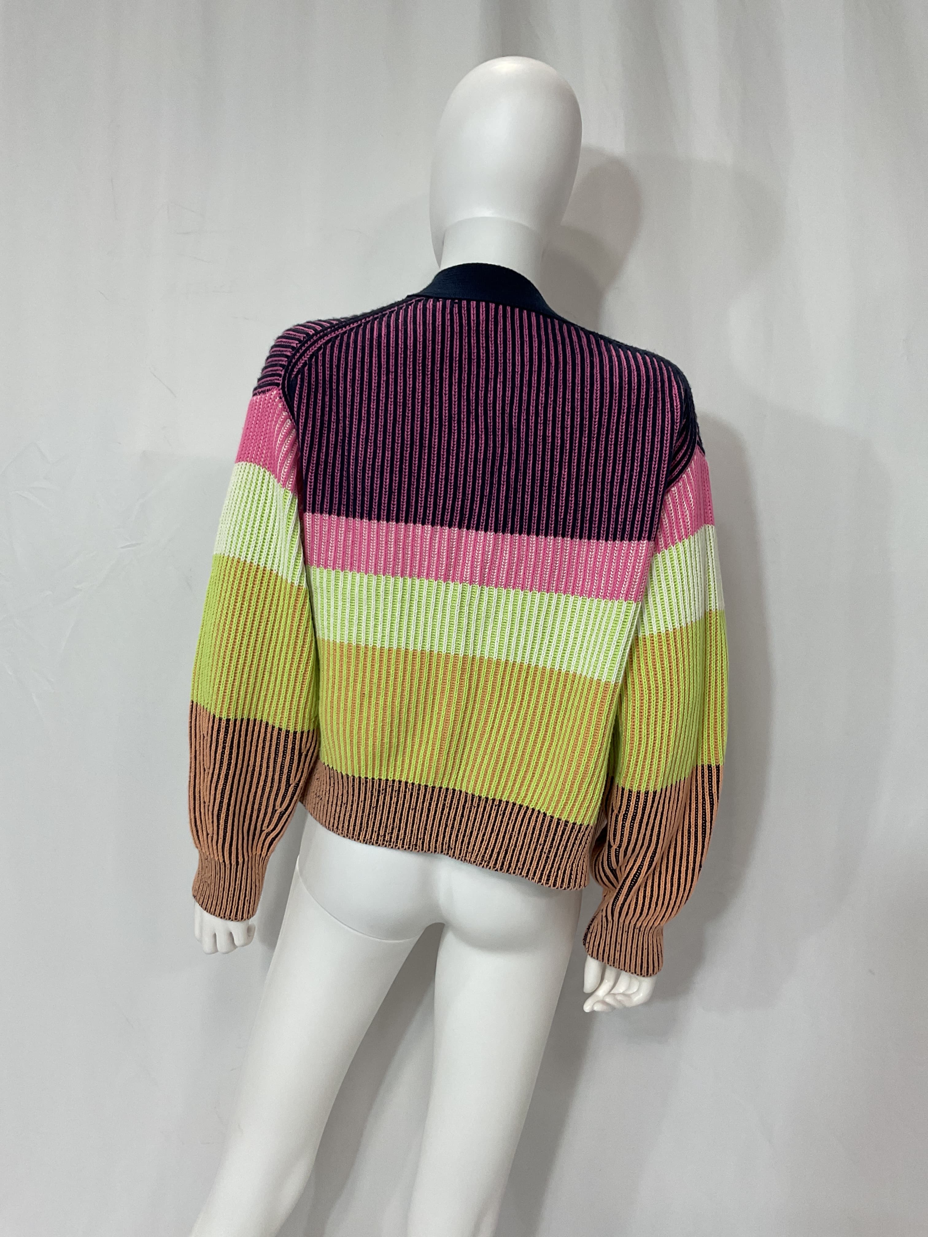 Safford Cashmere Cardigan In Lime Multi - Image 2