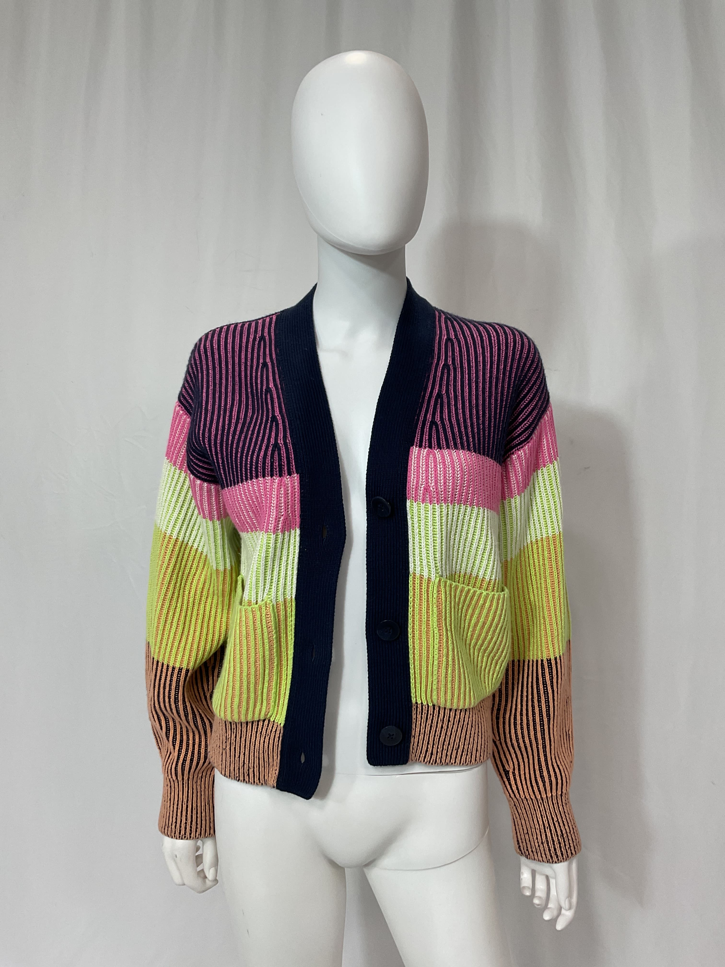 Safford Cashmere Cardigan In Lime Multi - Image 4