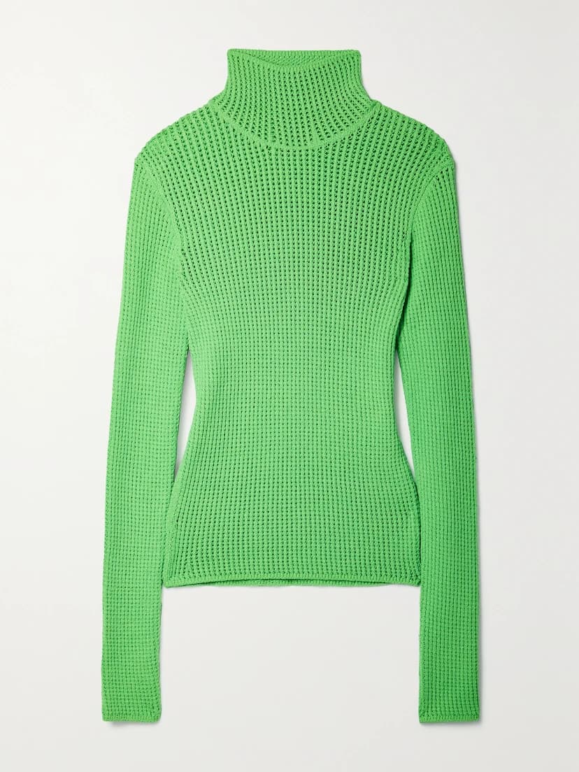 Senna Open-Knit Cotton-Blend Turtleneck Sweater - Image 1