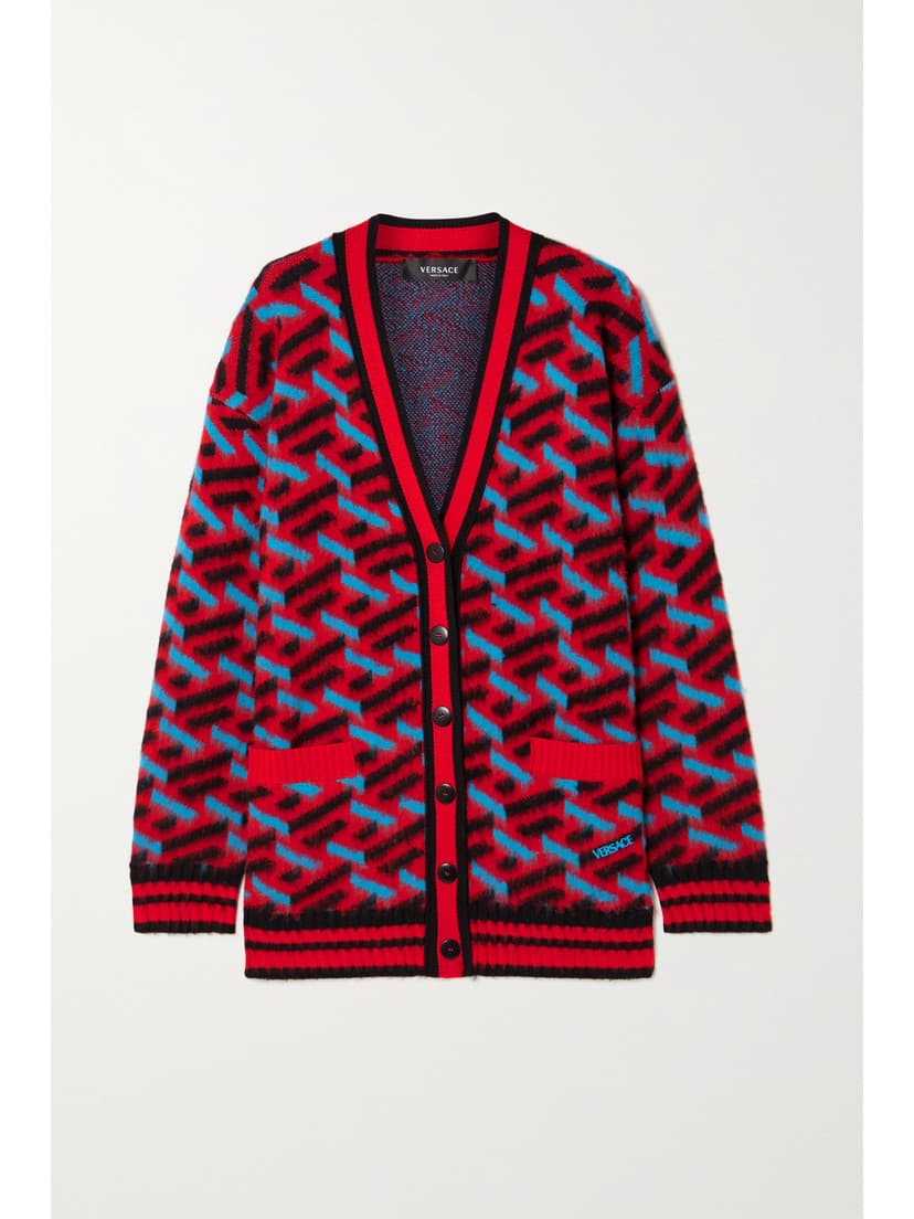 Oversized Brushed Wool-Jacquard Cardigan - Image 1