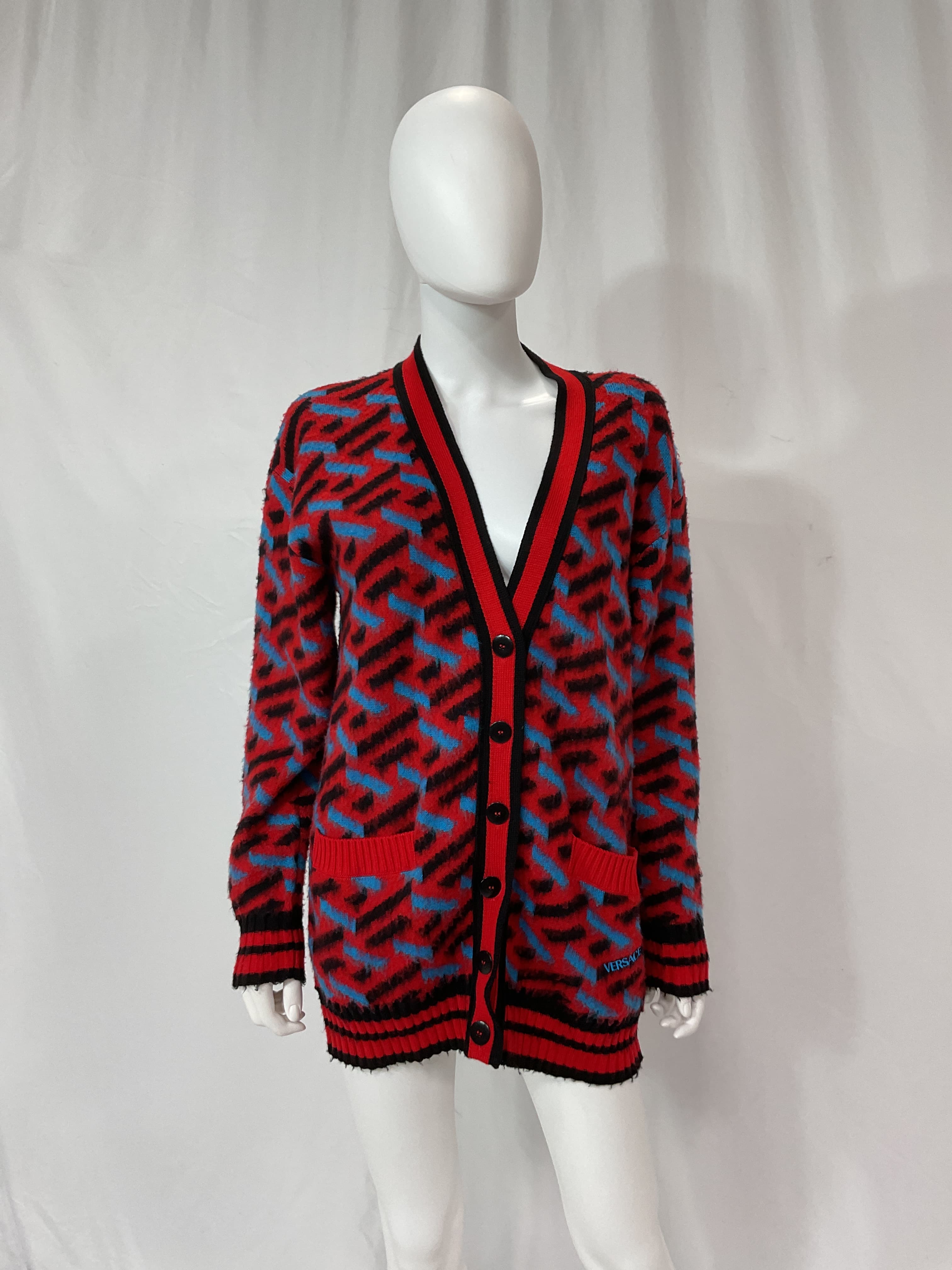 Oversized Brushed Wool-Jacquard Cardigan - Image 4