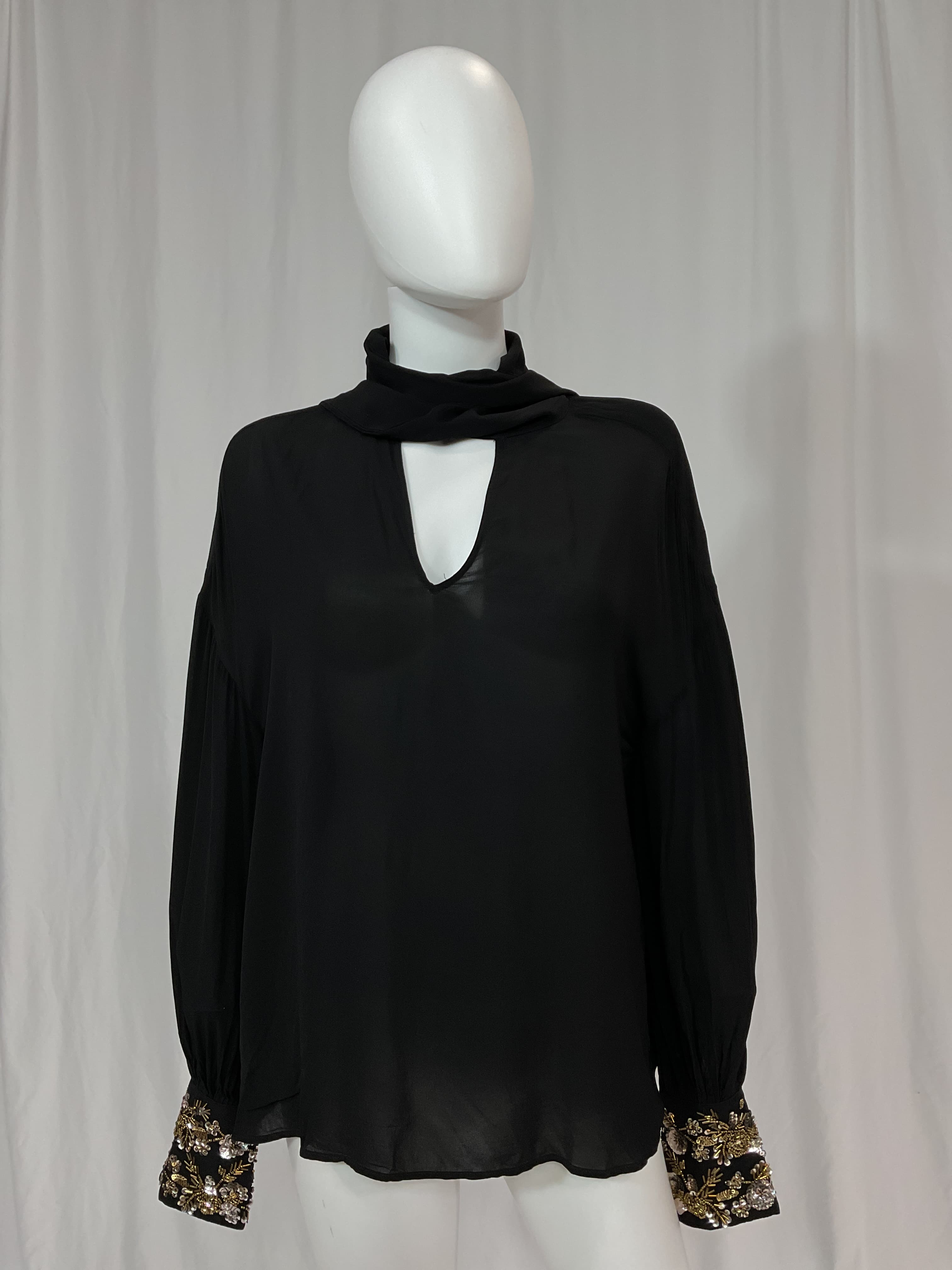 Oversized Sequin-Cuff Blouse - Image 2
