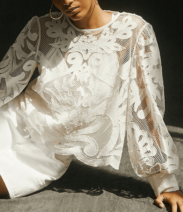 By Anthropologie Lace Detail Blouse - Image 1