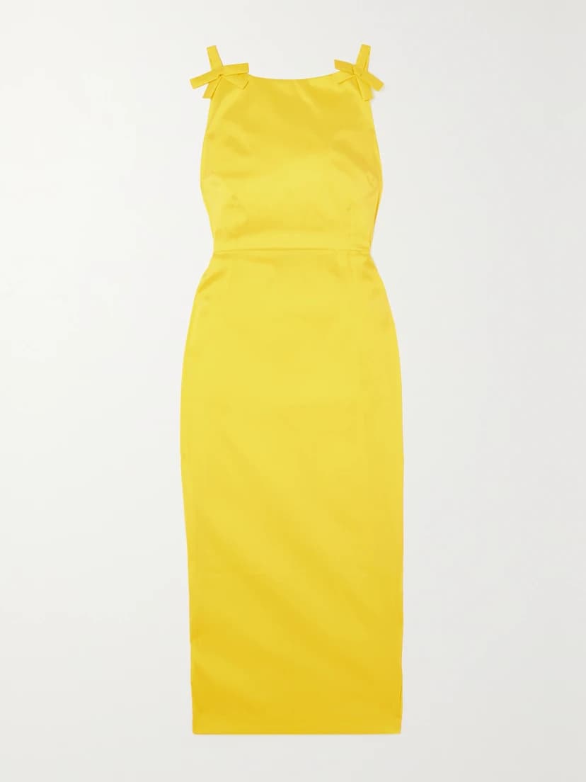 Kim Open-Back Bow-Embellished Taffeta Midi Dress - Image 1