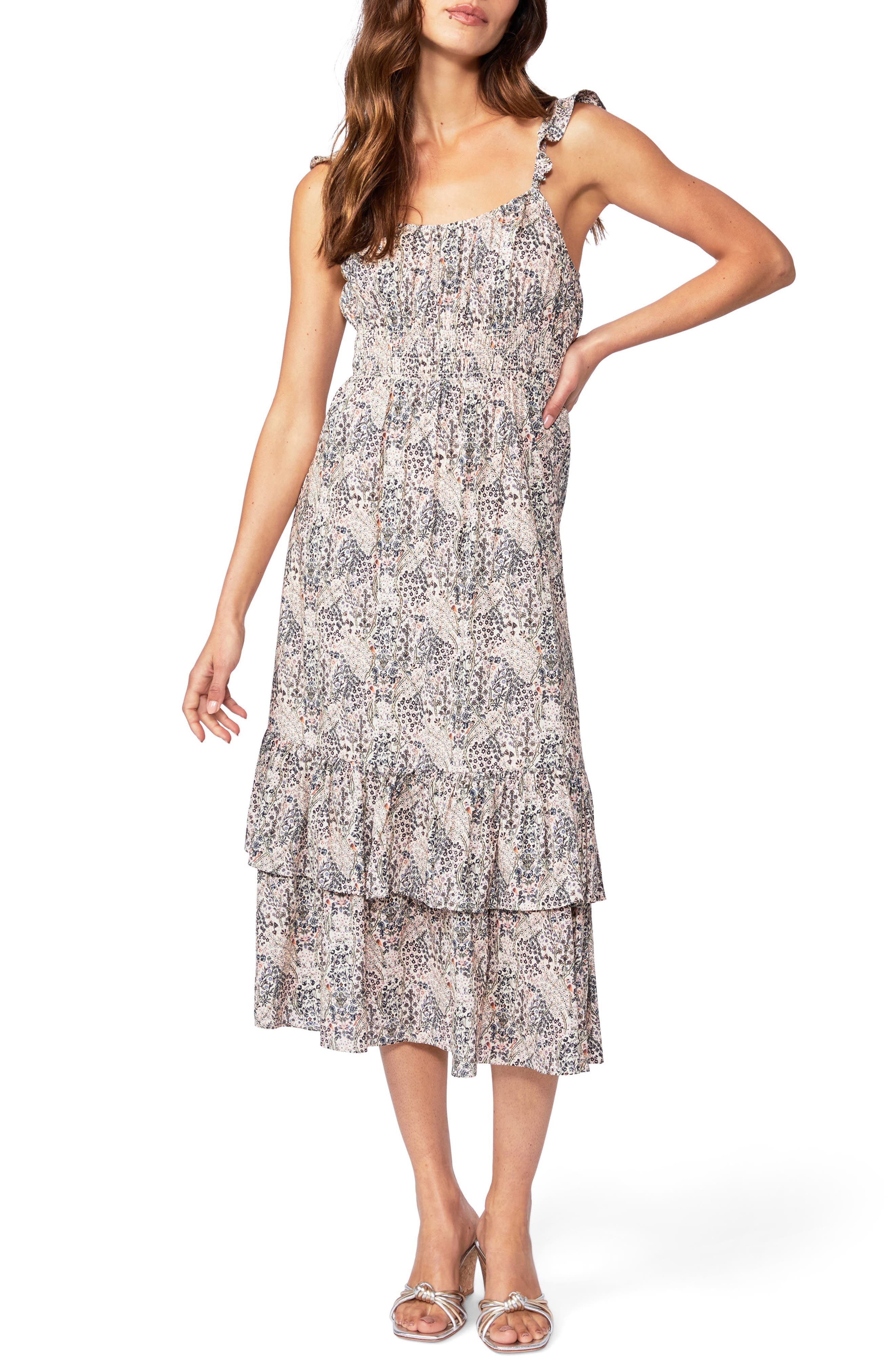 Gisella Calico Cotton Blend Midi Sundress - Image 1