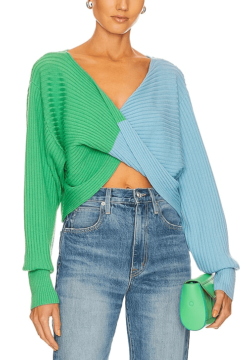 Cruz Twist Sweater In Green Grass - Image 1
